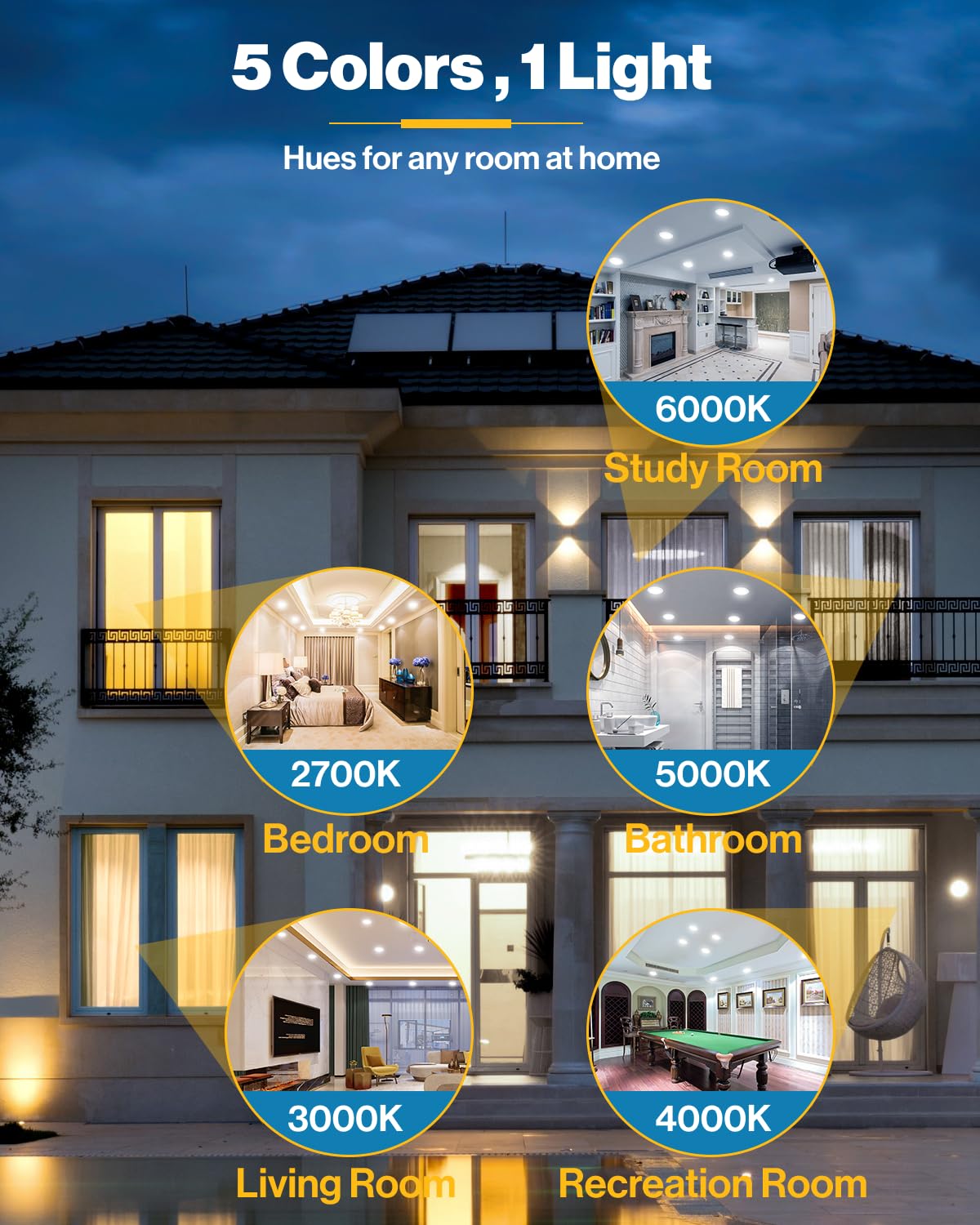 Sunco 24 Pack 6 Inch LED Recessed Ceiling Lights - Flush Mount Black Disc Lighting, 1050 LM, Dimmable, Selectable CCT 2700K-6000K, 15W=100W, Wet Rated ETL Certified - Perfect for Kitchens, Bathrooms, and Living Rooms