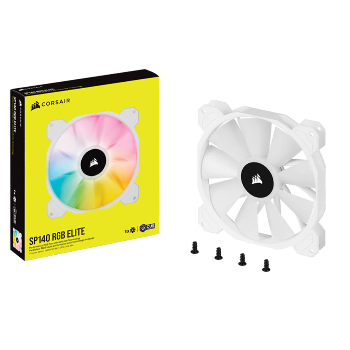 Corsair iCUE SP140 RGB ELITE White 140mm PWM High Performance PC Cooling Fan - Single Pack for Gaming PC, Case & CPU Cooler Upgrade