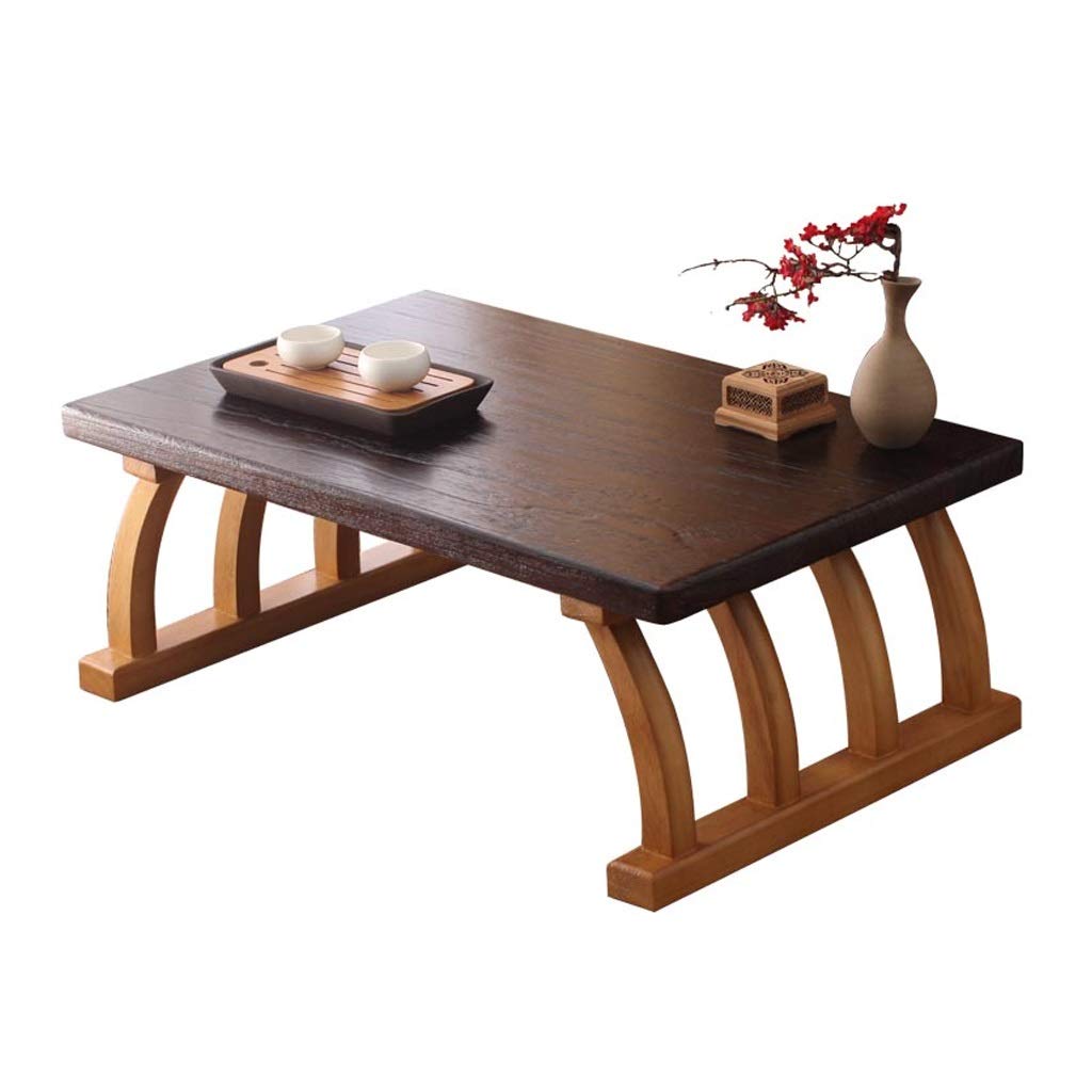Japanese Tatami Coffee Table - Dark Brown Low Table for Living Room, Bedroom, or Bay Window - 60x40x30cm Multi-Purpose Desk for Writing, Computer Work, and Relaxation