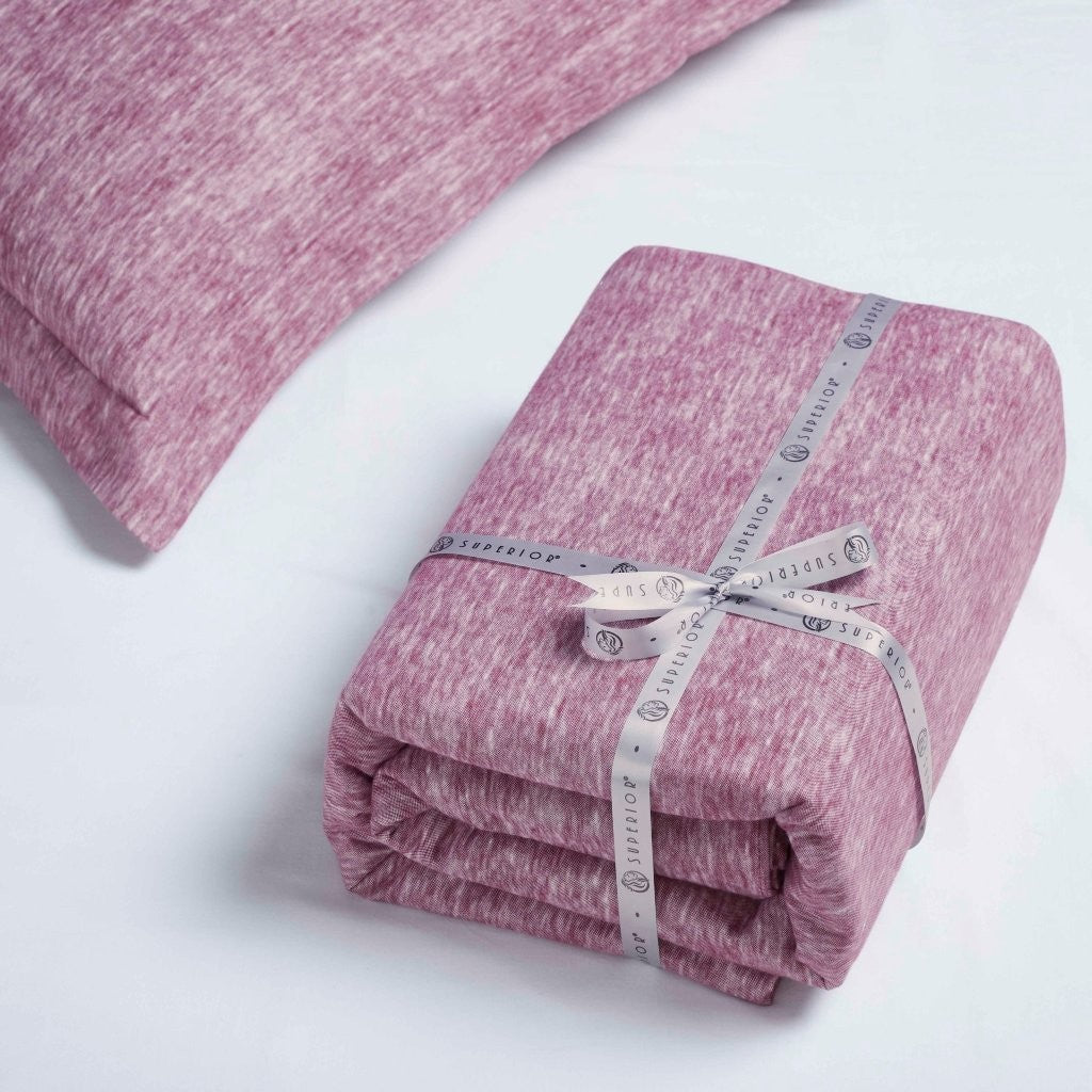 Soft & Cozy Melange Flannel Cotton Two-Tone Brushed Duvet Cover Set - King Size Bedding for Winter Warmth & Comfort
