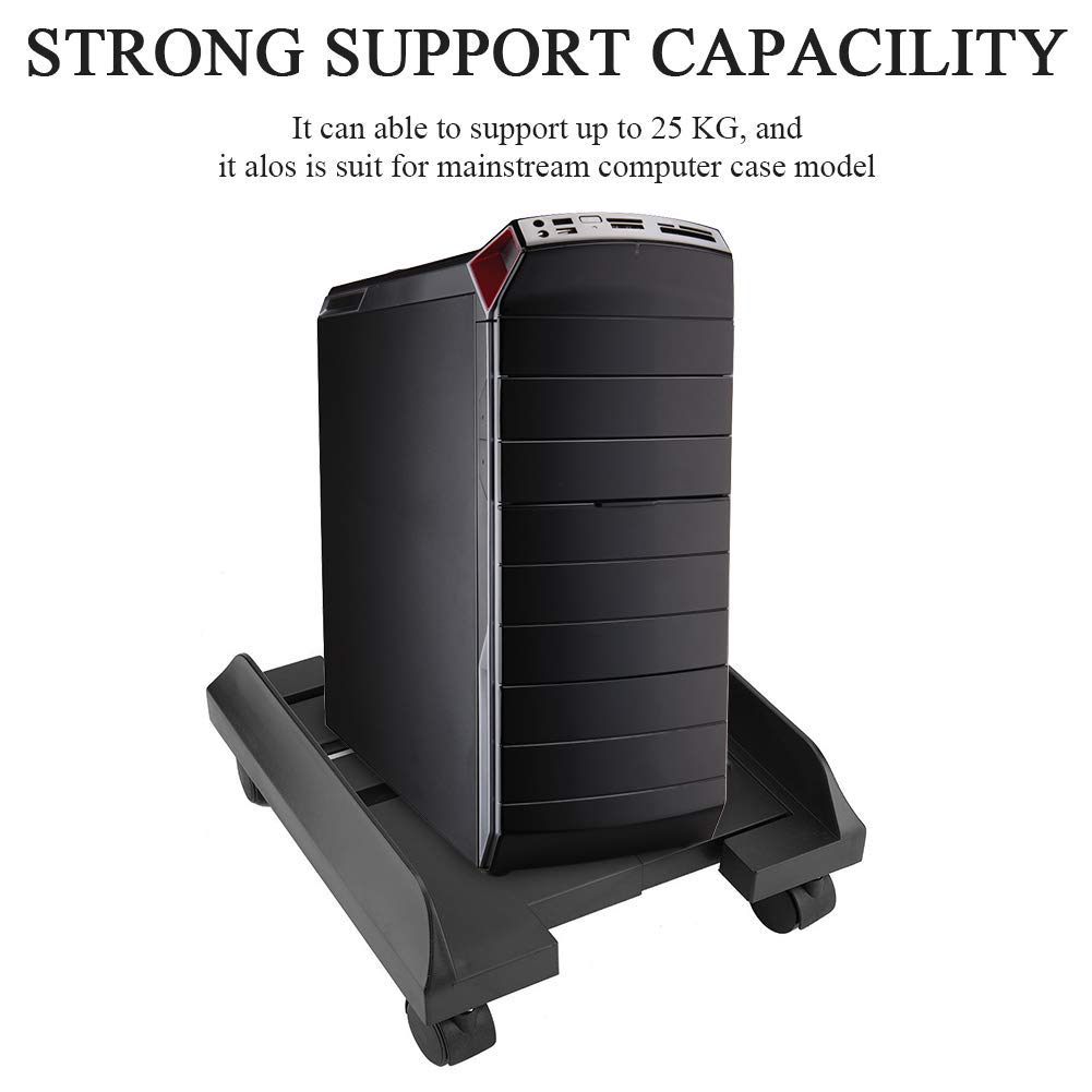CPU Stand for PC Computer Case Holder Bracket - Desktop Mainframe Storage Rack with Brake & 4 Caster Wheels (Black) | Perfect for Office, Gaming Setup & Home Workspace Organization