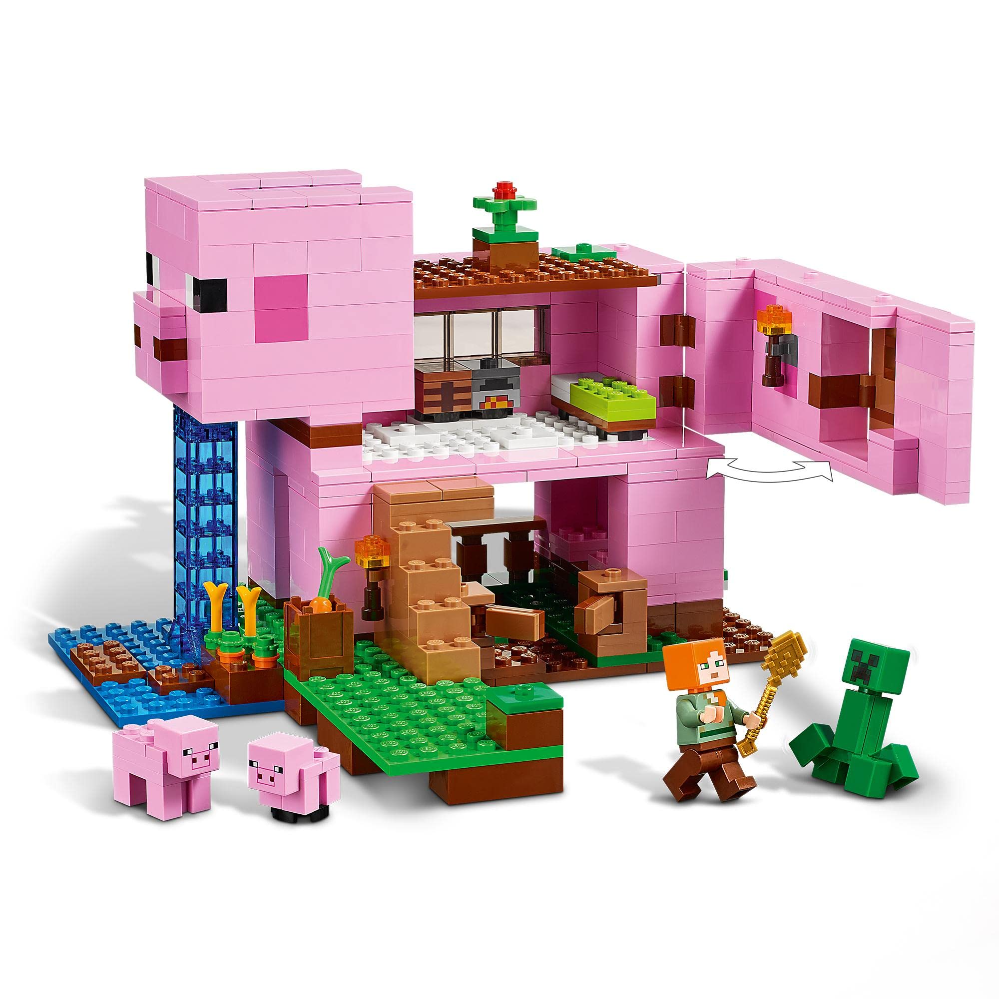LEGO 21170 Minecraft The Pig House Building Toy Set with Alex Mini Figure, Animals & Creeper - Creative Construction Gift for Kids Ages 8-9 - Perfect for Minecraft Fans & Adventure Play