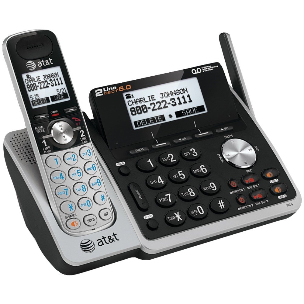 AT&T TL88102 Cordless Phone with Digital Answering System - 2 Handsets, Caller ID, Call Waiting - Perfect for Home & Office Communication