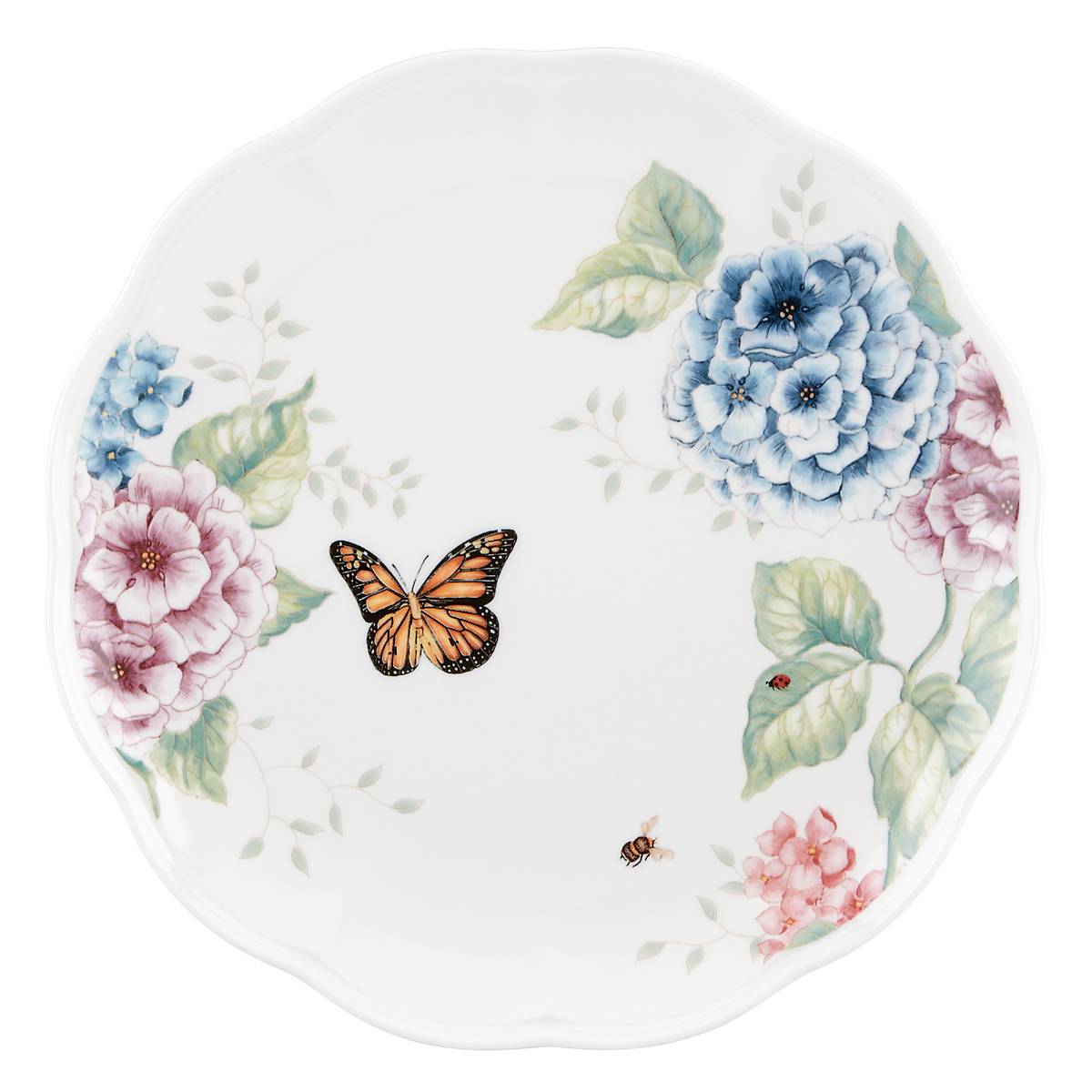 Butterfly Meadow Hydrangea 12-Piece Dinnerware Set - Elegant Floral Porcelain Plates, Bowls & Mugs for Family Dining, Dinner Parties & Home Decor