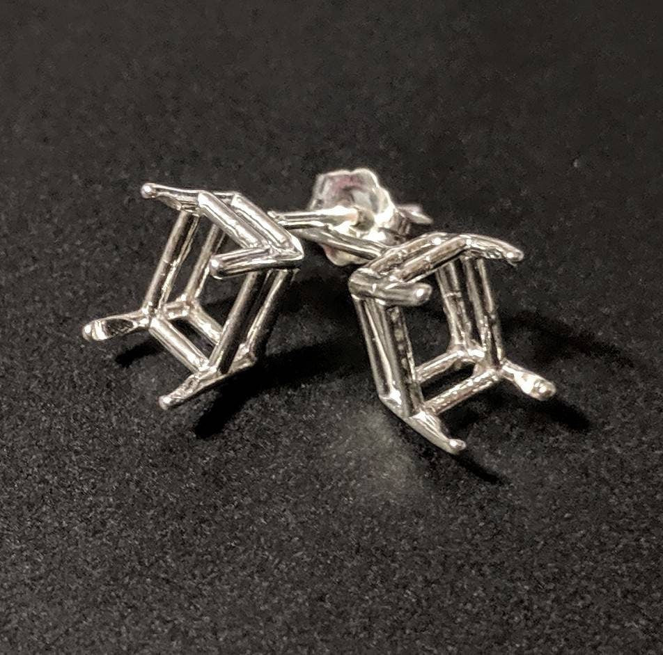 925 Sterling Silver Emerald Earrings Set (2 Pieces) - 5x3mm & 12x10mm Prong Settings - Handcrafted in USA | Perfect for Weddings, Parties & Special Occasions