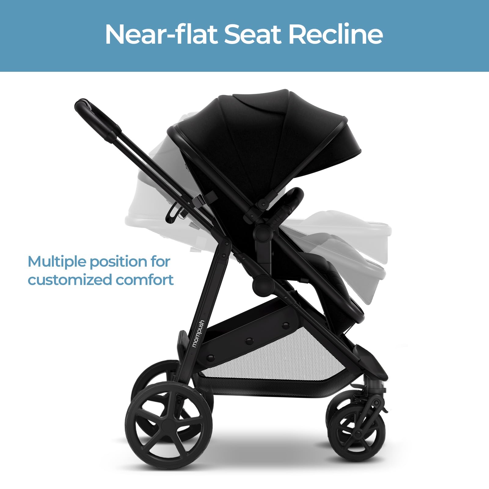 Mompush Wiz 2-in-1 Convertible Baby Stroller with Bassinet & Reversible Seat - Foldable Lightweight Infant Stroller with Large UPF 50+ Canopy - Perfect for Newborns, Travel & Everyday Use