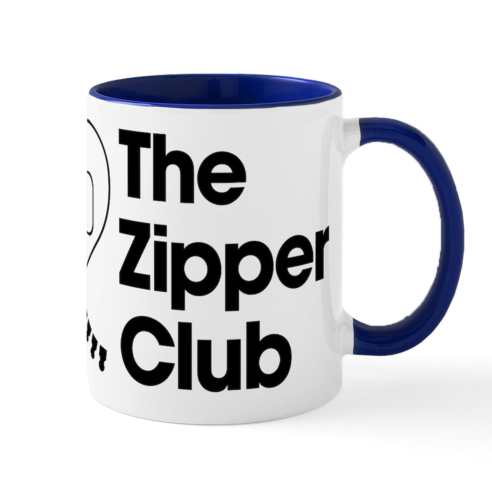The Zipper Club 11 oz (325 ml) Ceramic Coffee Mug - Funny Novelty Gift for Friends & Coworkers - Perfect for Office, Home & Camping Use