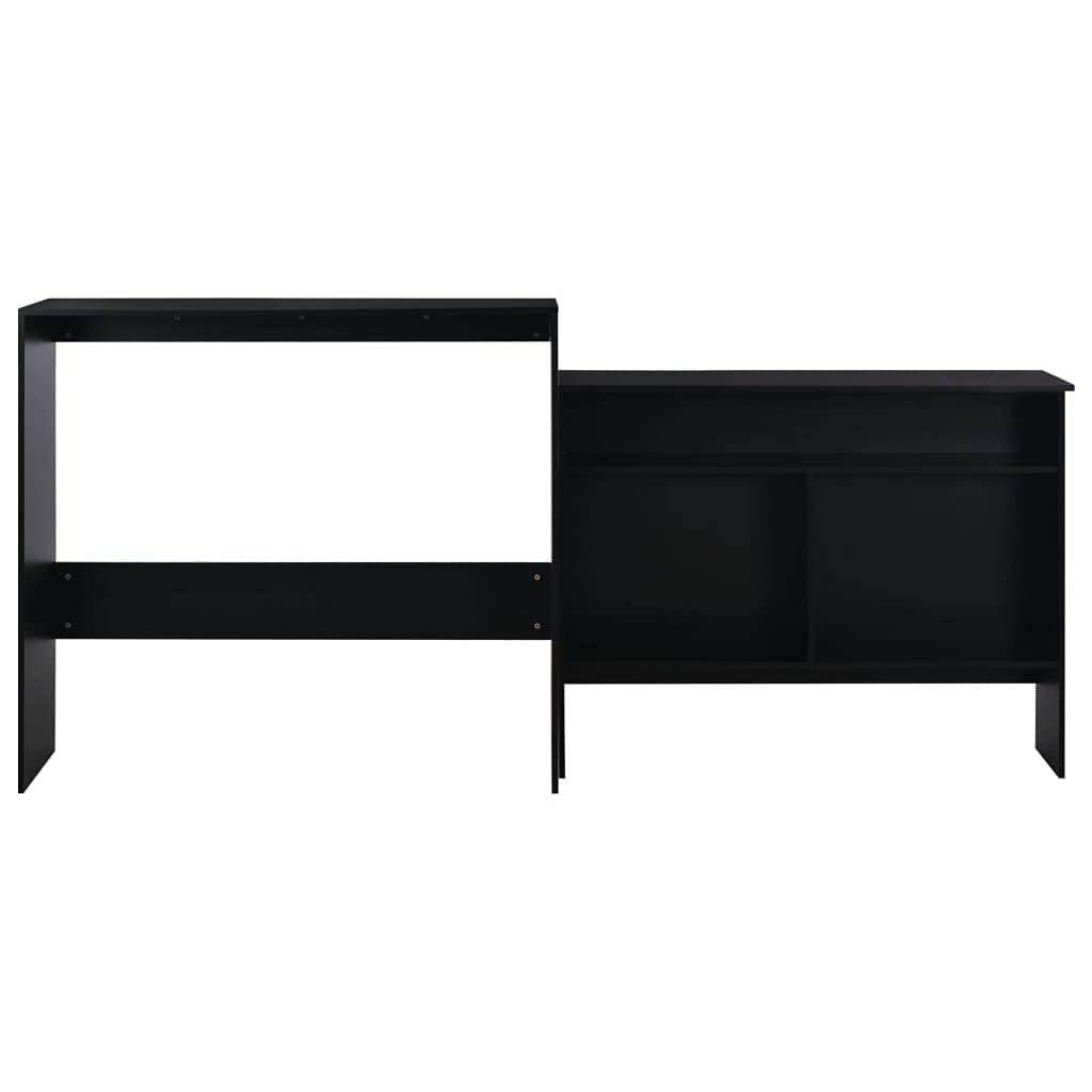 Industrial Bar Table with 2 Table Tops - Black Modern Style Entryway Table with Storage Shelves, 51.18