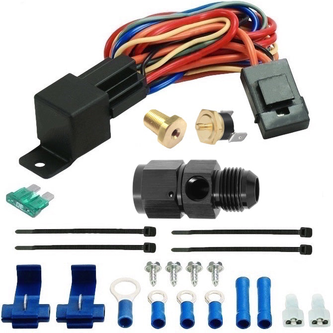 34 Row Transmission Oil Cooler with Electric Fan - 6AN & 10AN Hose Kit with Temperature Switch - Perfect for High-Performance Vehicles & Off-Road Trucks