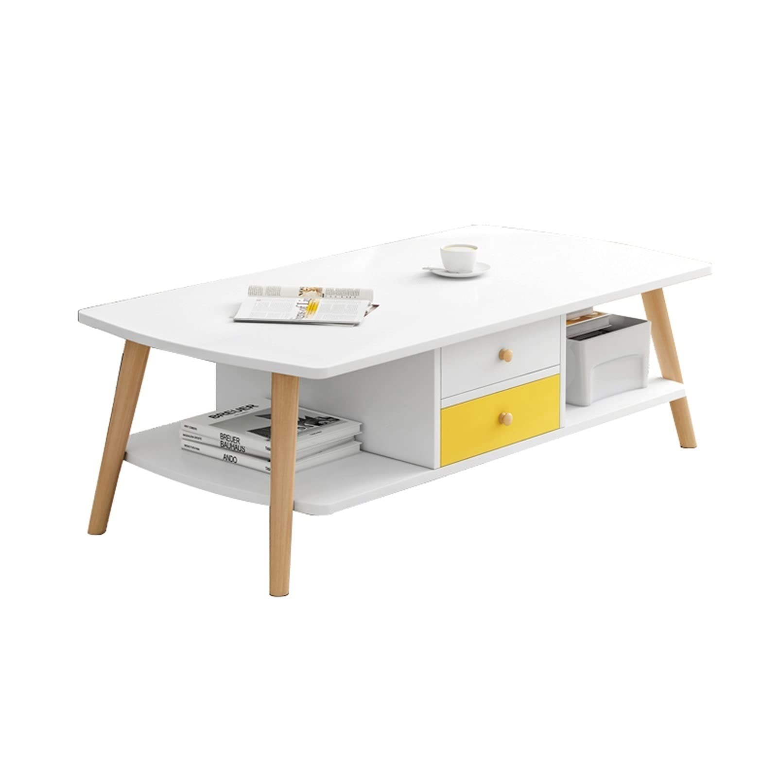 Modern Minimalist Coffee Table with Double Drawers - 100x48x42cm Small Apartment Sofa Table for Living Room, Home Decor - Perfect for Compact Spaces, Tea Time & Stylish Gatherings