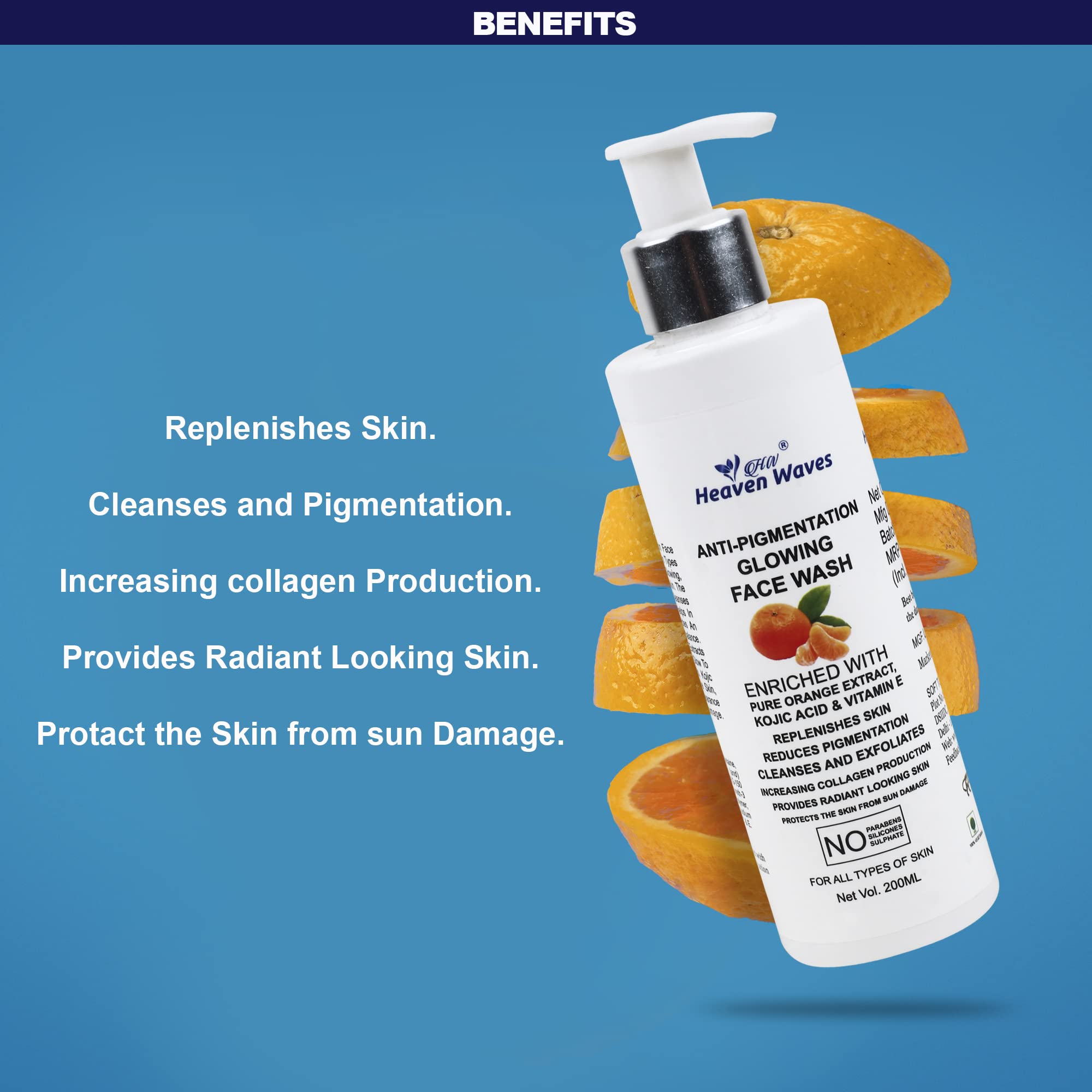 Heaven Waves Anti-Pigmentation Face Wash 200ml - Brightening Cleanser for Dark Spots & Uneven Skin Tone | Perfect for Daily Skincare Routine & Acne-Prone Skin