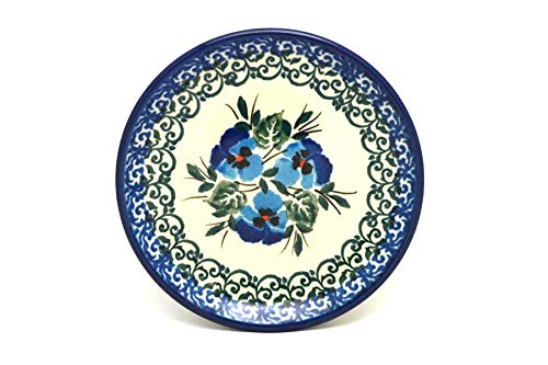 Handmade Polish Pottery Coasters - Winter Viola Floral Design, Set of 4, Ceramic Tile Drink Coasters for Coffee Table, Perfect Gift for Home Decor & Christmas