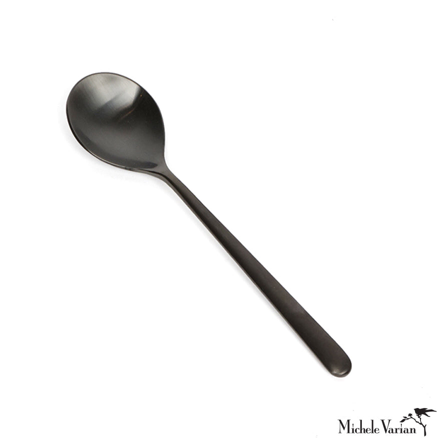 Premium Brushed Black Stainless Steel Table Spoon - Durable & Elegant Cutlery for Dining, Kitchen, and Restaurant Use