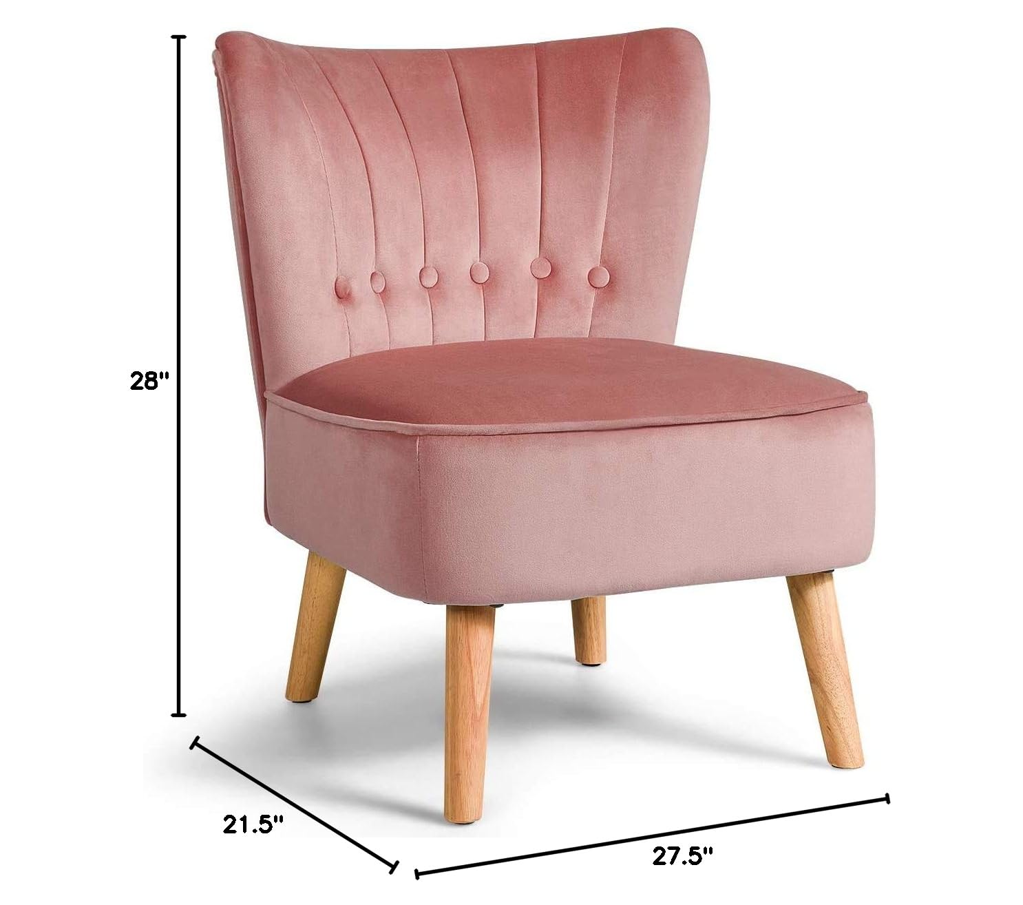 Velvet Accent Chair Set with Footrest - Modern Tufted Upholstered Lounge Chair for Living Room, Bedroom, Reading Nook - Pink Velvet Club Chair for Relaxation & Home Decor
