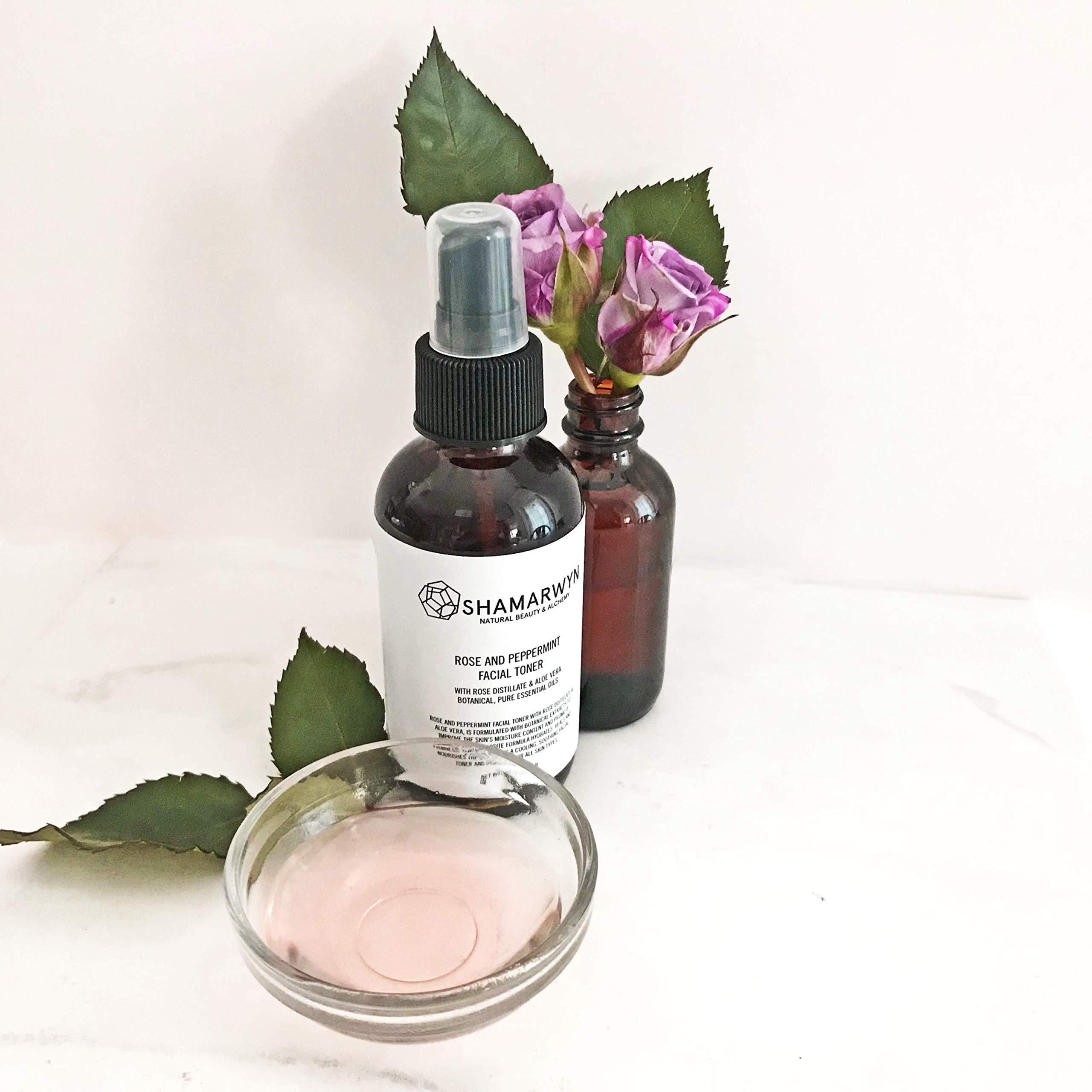 Organic Rose & Peppermint Facial Toner with Aloe Vera - Natural Brightening & Hydrating Skin Care for Glowing Complexion - Perfect for Daily Use & Sensitive Skin - 4oz