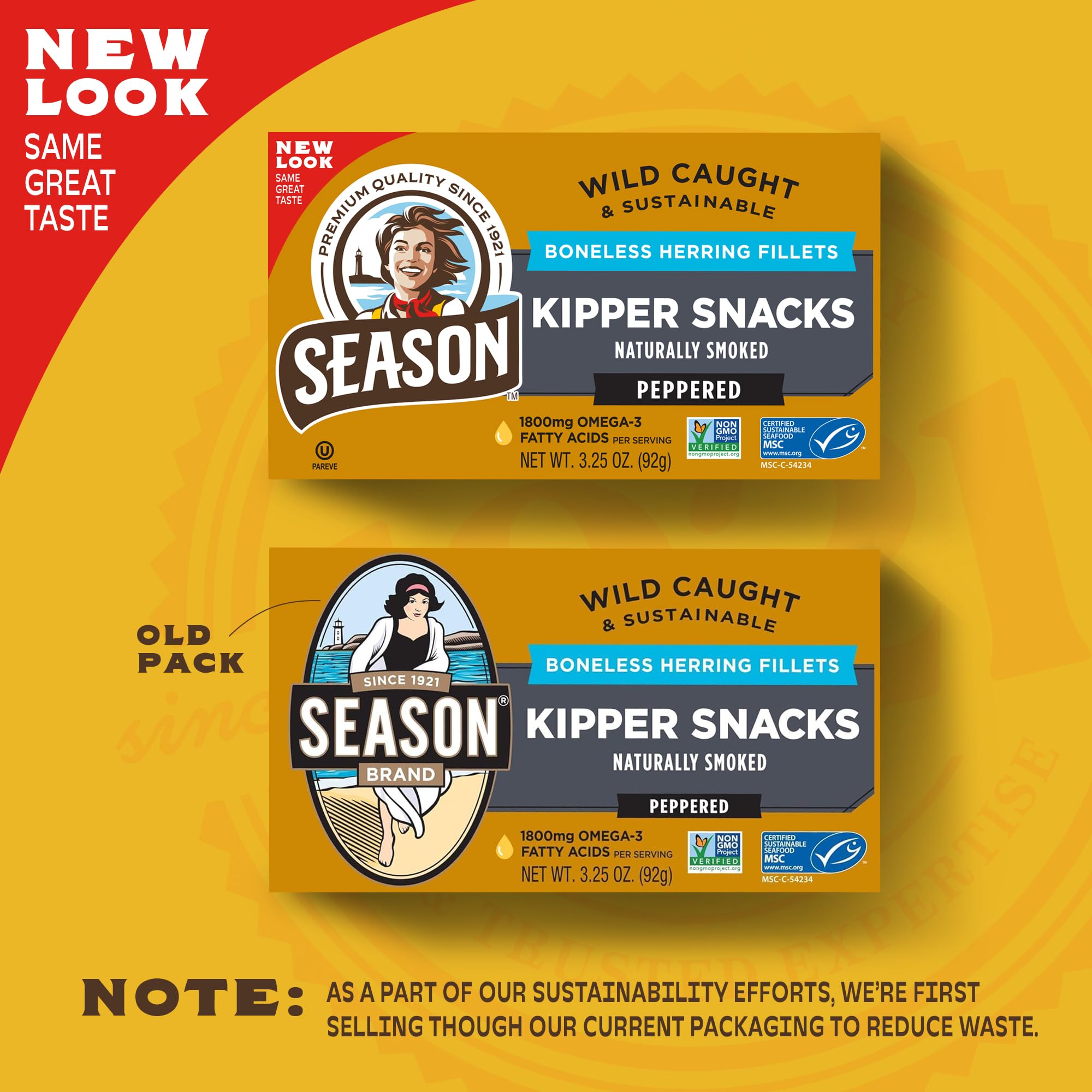 Premium Smoked Boneless Herring Fillets - Wild Caught, Keto-Friendly Kipper Snacks, High Protein (18g) & Omega-3 (1800mg), Non-GMO, Sustainably Sourced - Perfect for Camping, Office Snacks & Low-Carb Diets - 12 Pack (3.25 Oz Each)