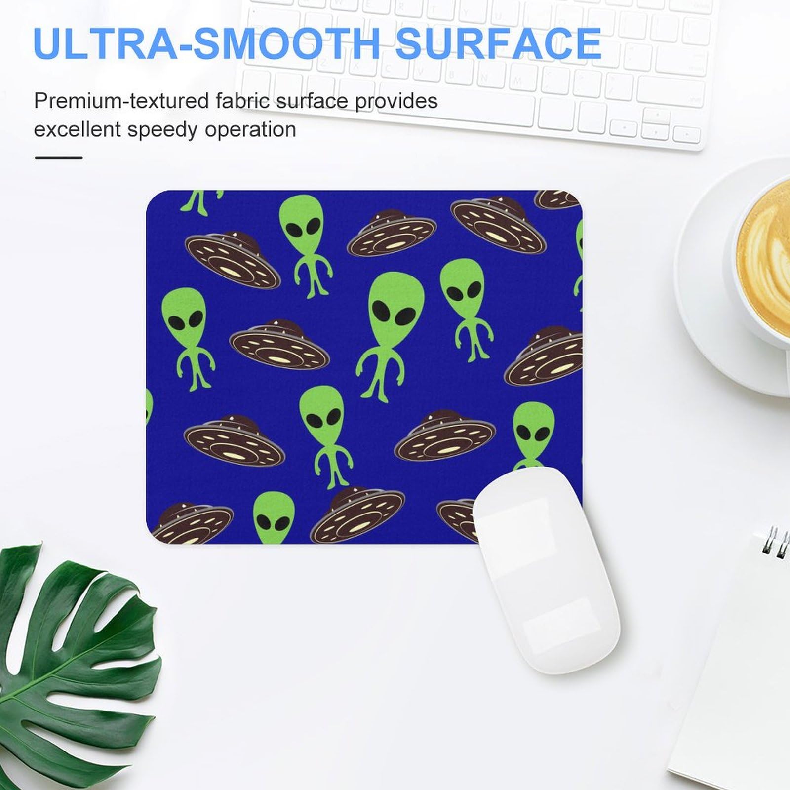 Premium Green UFO Aliens Gaming Mouse Pad - Non-Slip, Waterproof, Durable Surface - 20x25cm Large Size for PC, Laptop & Office Use - Perfect for Gamers & Home Office Workstations
