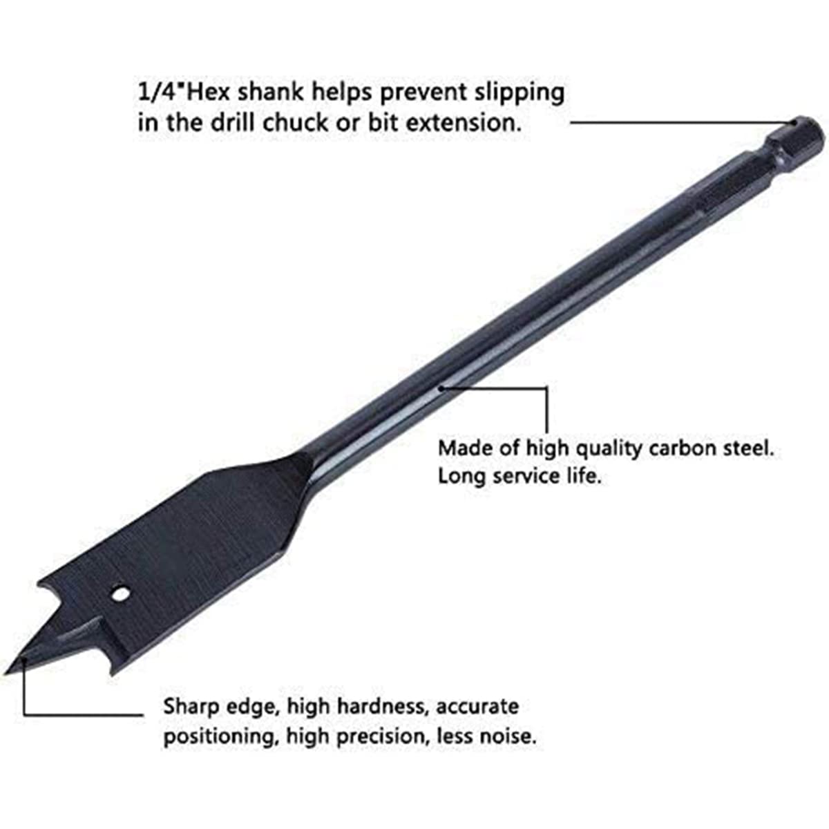 12mm Carbon Steel Spade Drill Bit for Wood & Plywood - Perfect for Carpentry & DIY Projects