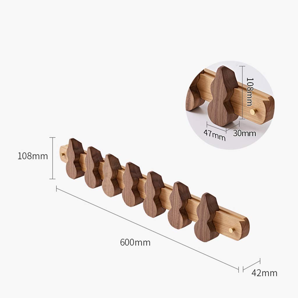 Wall Mounted Wooden Coat Rack with 2 Metal Hooks & 7 Removable Hooks - Space Saving Entryway Organizer for Hallway, Porch, Bedroom, Balcony - Perfect for Hanging Coats, Bags, Hats & Accessories