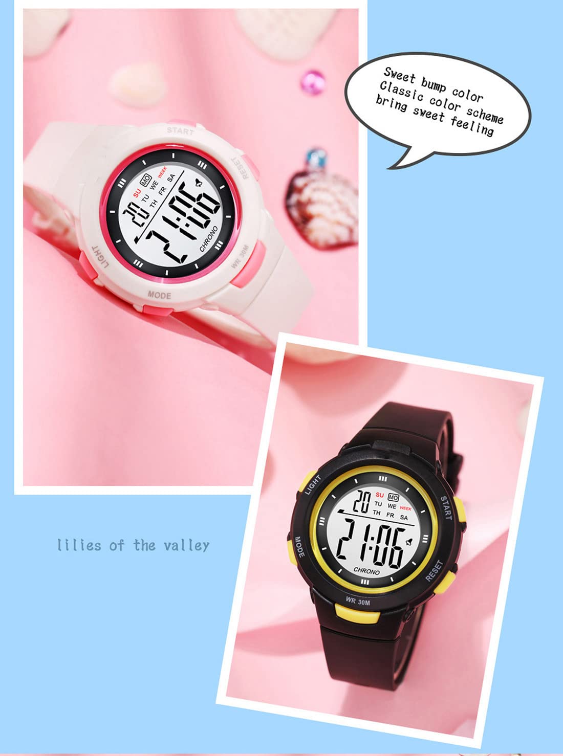 Fashion LED Digital Watch for Women - Waterproof Sport Watch with Alarm, 5Bar Silicone Strap - Perfect for Outdoor Activities, Running & Gym Workouts