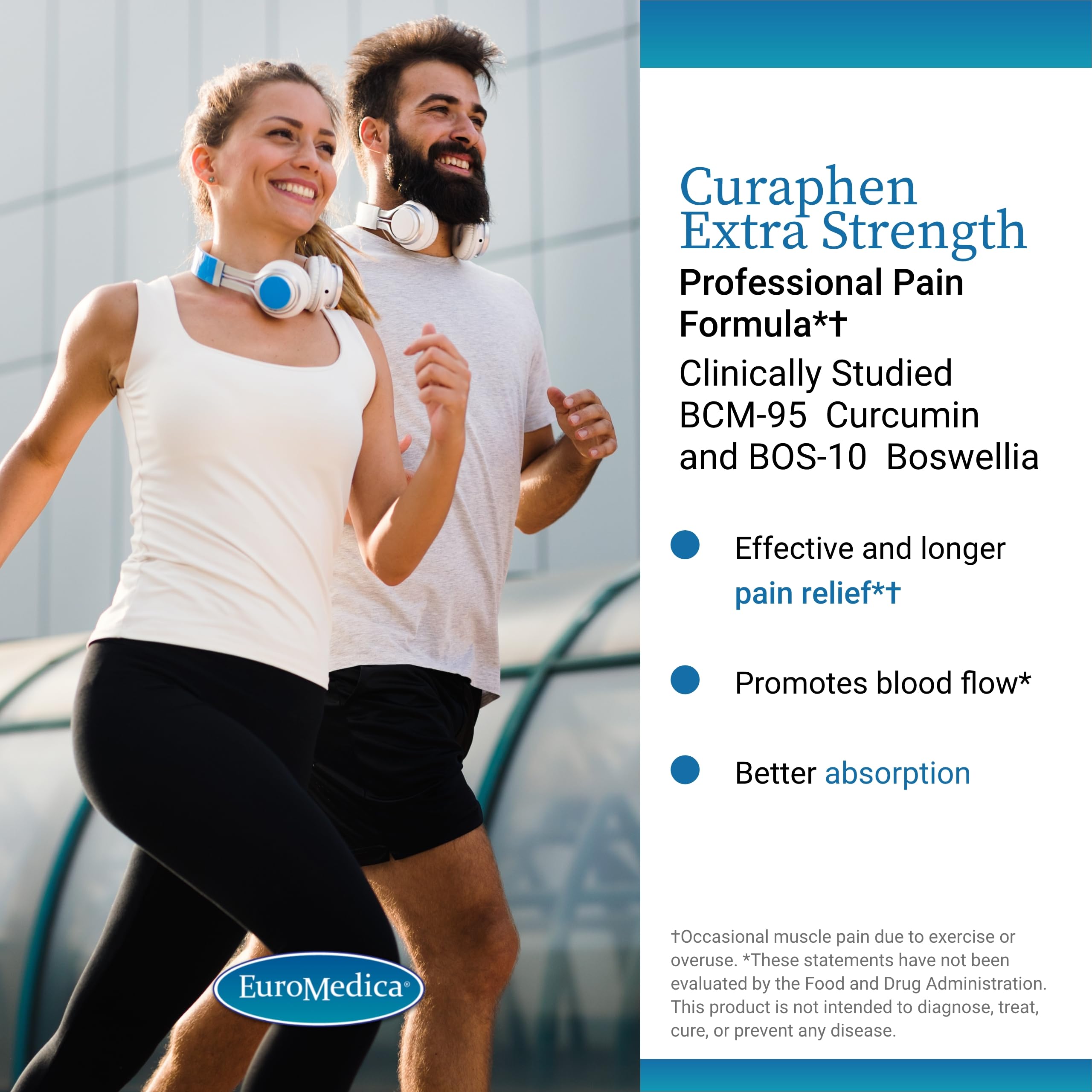 Euromedica Curaphen Extra Strength - Premium Turmeric Curcumin & Boswellia Supplement for Joint Support, Muscle Recovery & Circulation Health - Natural Anti-Inflammatory Pain Relief - 120 Tablets - Ideal for Athletes, Seniors & Active Lifestyles
