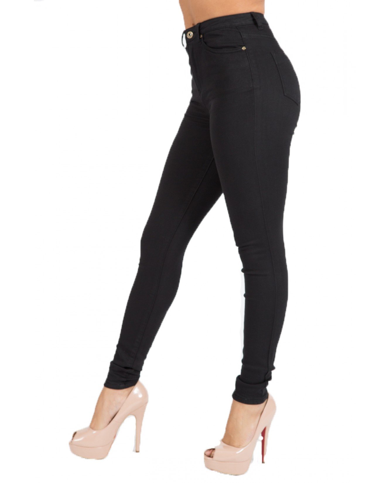 Toxik3 L185 Women's High Waist Skinny Jeans - Black Stretch Denim Pants for Casual Wear & Night Out