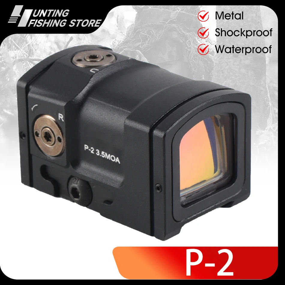 P2 Tactical Red Dot Sight - 20mm Rail Mount Reflex Optic for Hunting & Rifle Scopes | Holographic Glock Sight with Fully Enclosed Collimator | Perfect for Tactical Shooting, Home Defense & Outdoor Adventures