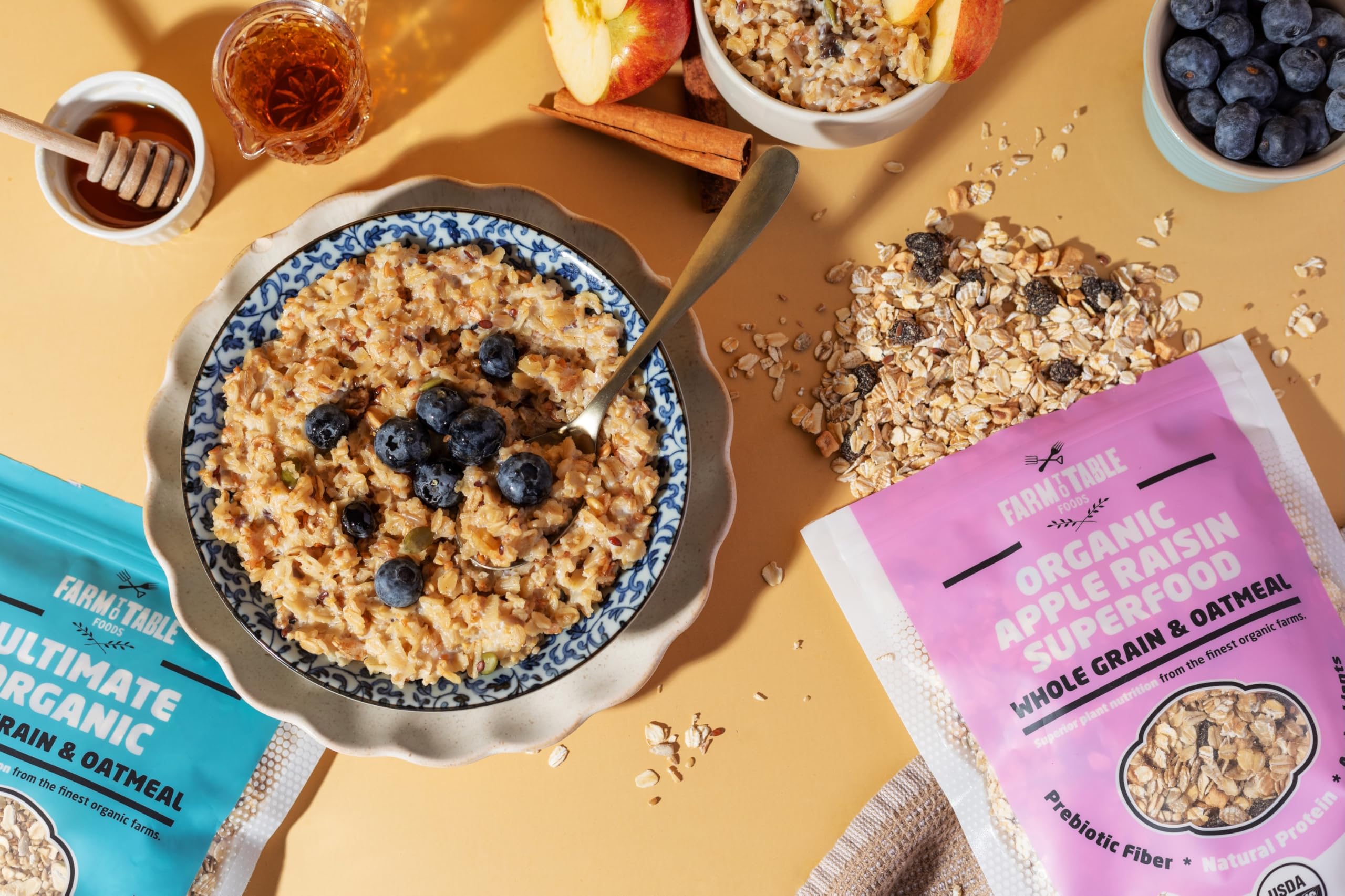 Organic Oatmeal Variety Pack - High-Protein, Plant-Based, Unsweetened, Non-GMO, Farm to Table Foods - 3 Flavors (Apple Raisin, Whole Grain, Ultimate Organic) - Perfect for Breakfast, Healthy Snacks & Weight Management
