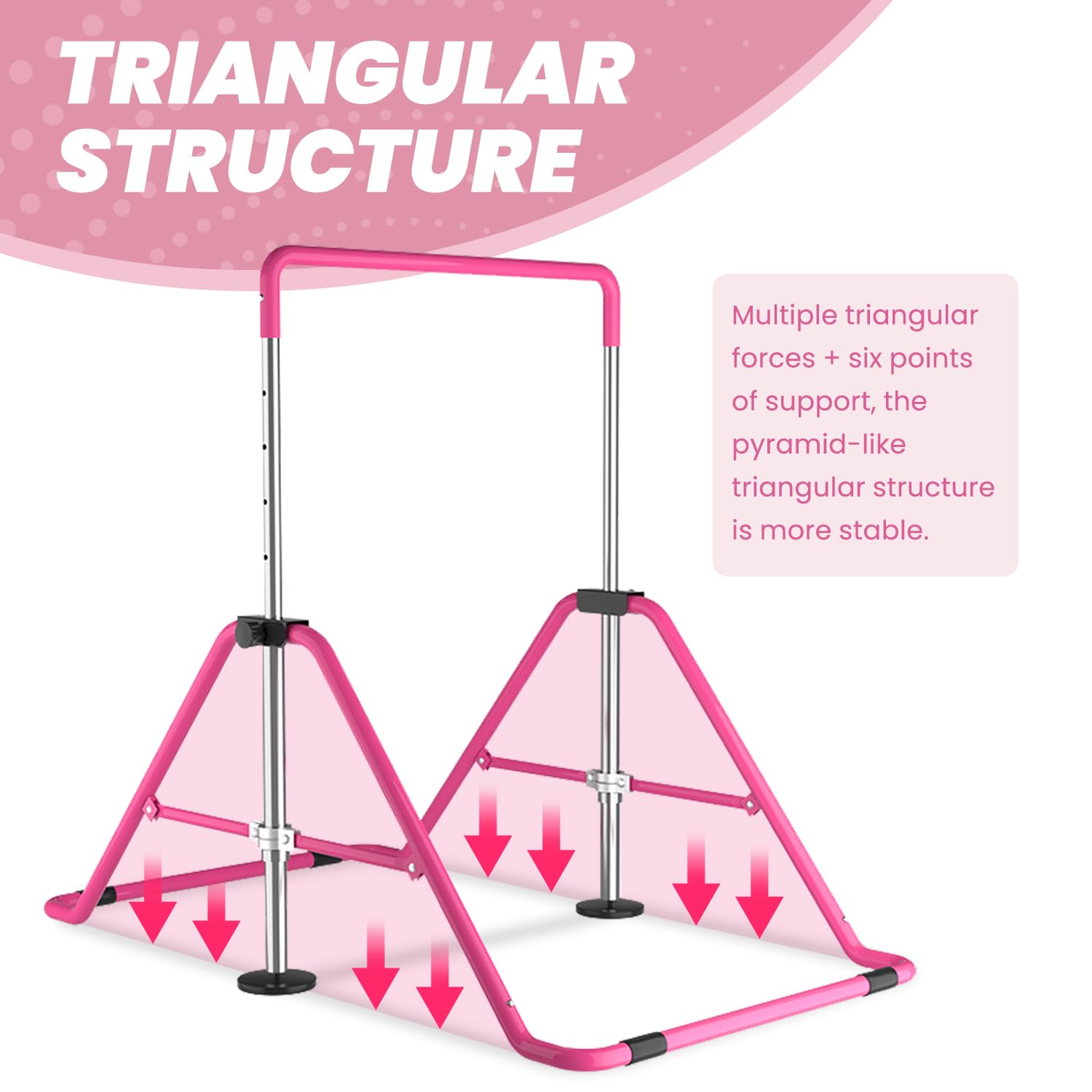 DOBESTS Adjustable Height Folding Gymnastics Bar for Kids - Home Training Equipment for Balance Beam Practice, Strength Training & Gymnastic Exercises
