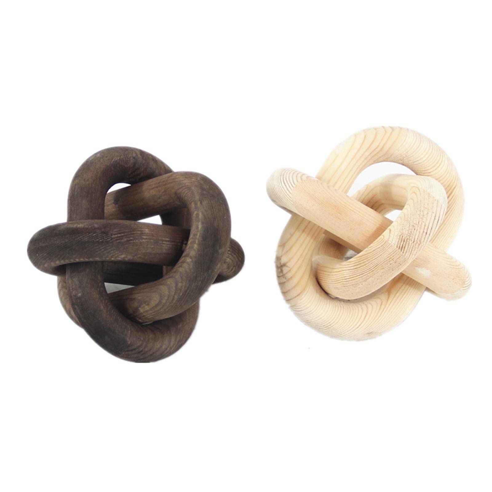 Handmade 3-Link Wooden Knot Chain Ornament - Unique Brown Decorative Display for Cabinet, Desk & Living Room - Durable Home Decor Accessory for Rustic & Modern Interiors
