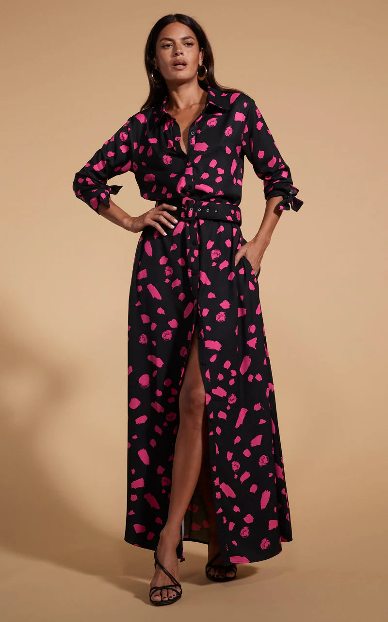 DOVE DRESS - Black Abstract Dot Print Women's Fashion Dress for Casual Wear, Office, and Date Night