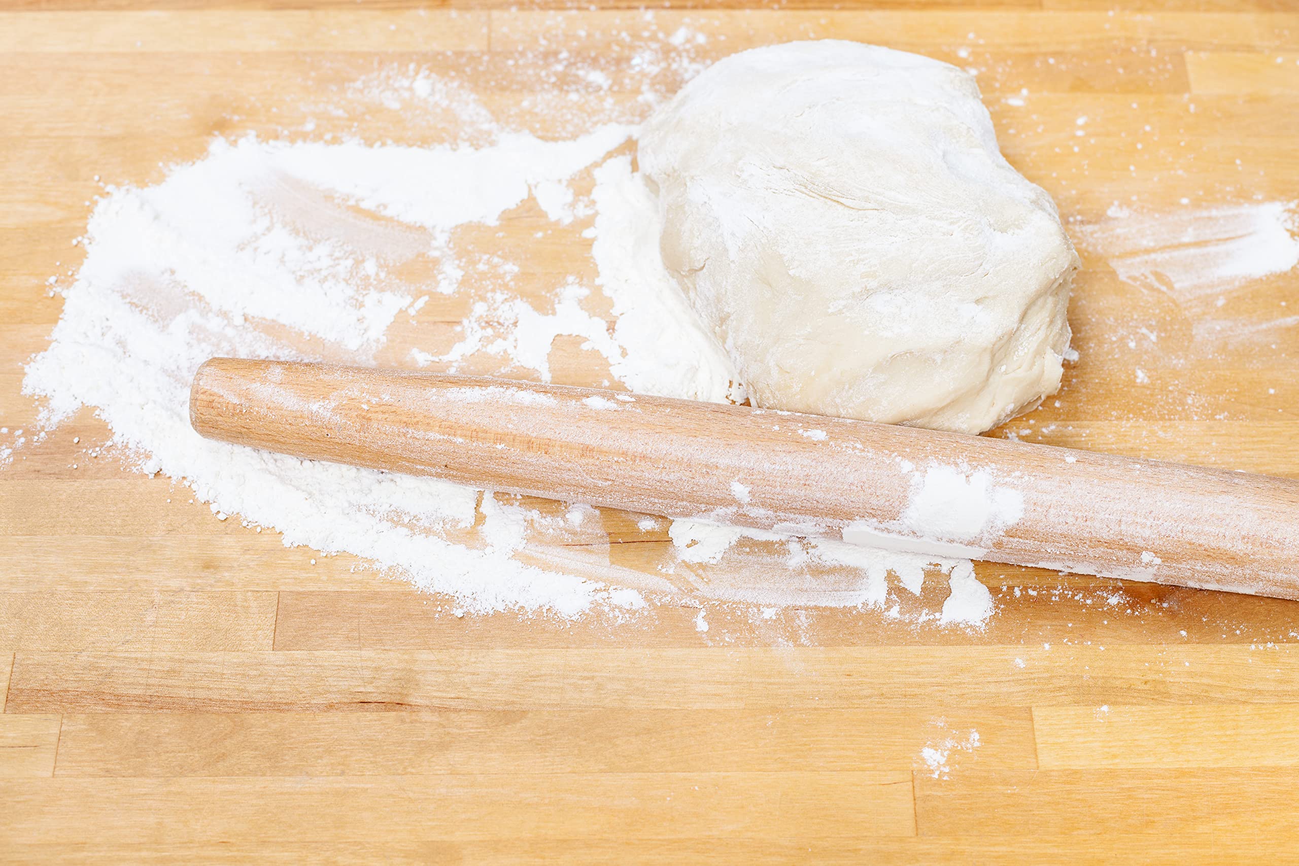 Makerstep 17-Inch French Wooden Rolling Pin for Baking - Smooth Nonstick Surface, Natural Wood Pizza Dough Roller for Cookies, Pastry & Pie Crust - Perfect for Home Bakers & Professional Kitchens