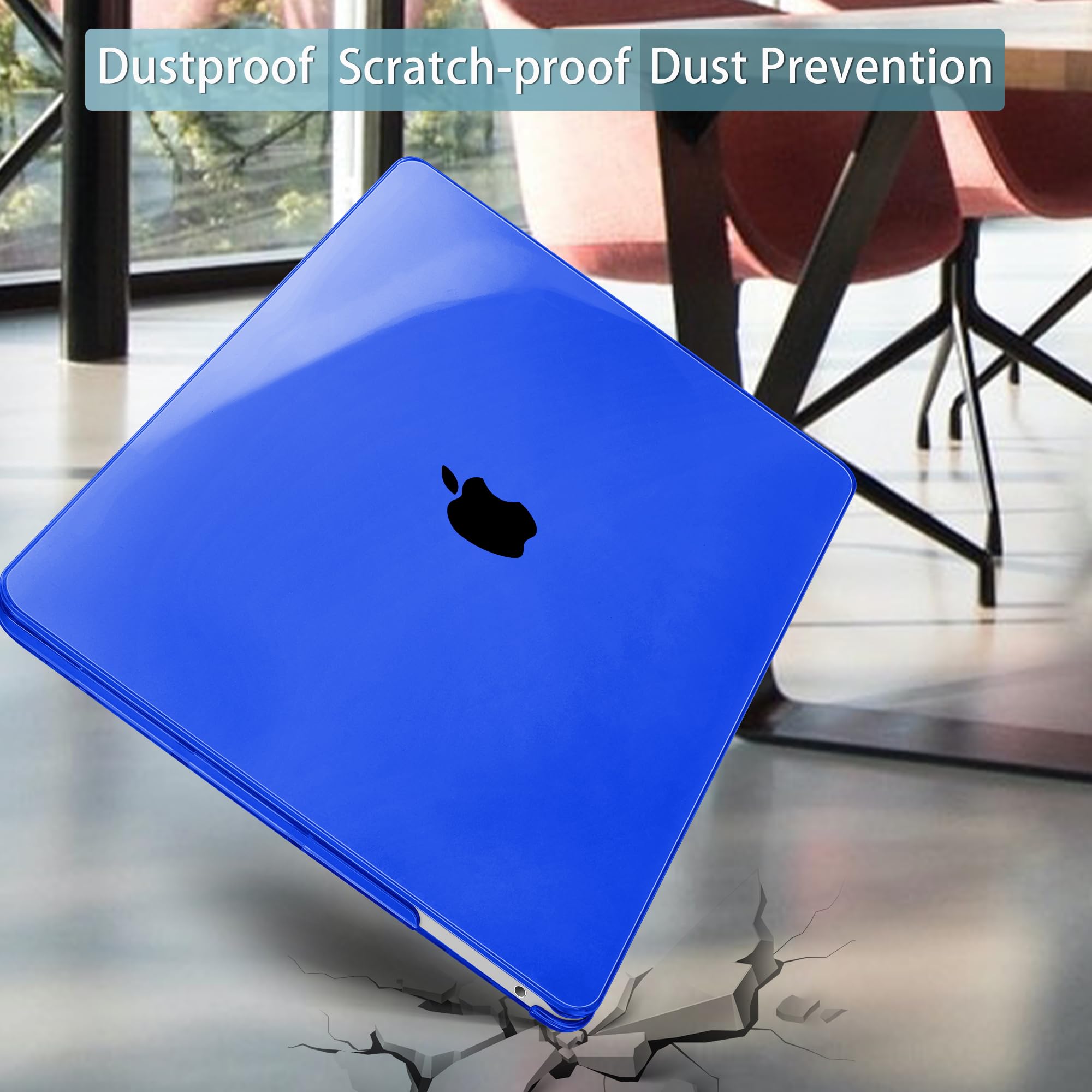 **Mektron Clear Hard Shell Case for MacBook Pro 13 inch (2020-2022 Models A2338 M2/M1 A2289 A2251) - Protective Cover with Touch Bar & Touch ID - A-Dark Blue - Perfect for Work, Travel & School**