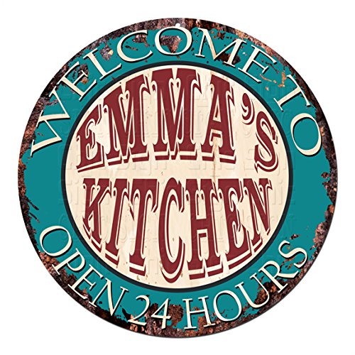 Vintage Welcome to Kitchen Open 24 Hours Tin Sign - Rustic Shabby Chic Retro Wall Decor for Kitchen, Bar, Pub, Coffee Shop & Man Cave - Perfect Gift Idea for Home & Restaurant Decor