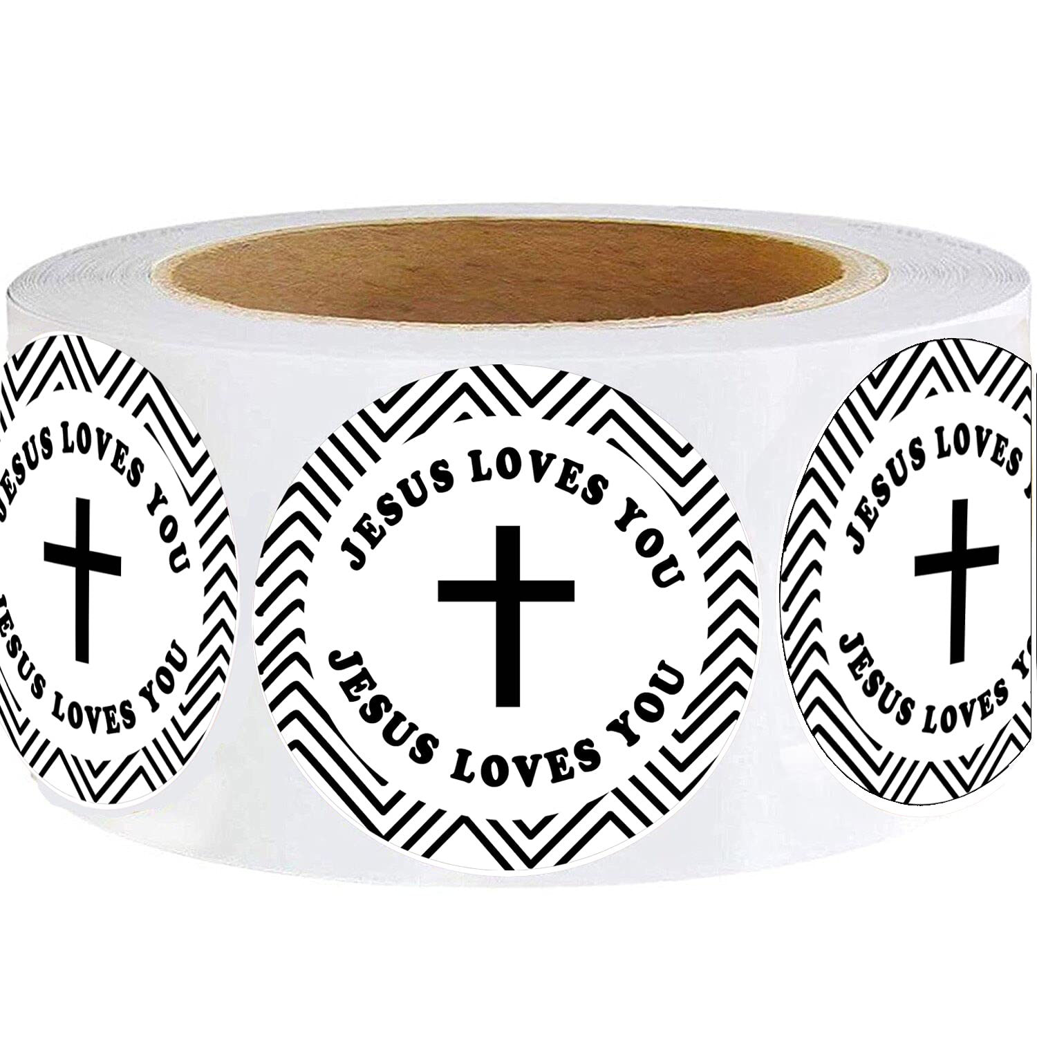 500 Pcs Christian Stickers - Jesus Loves You Religious Stickers with Cross Design for Baptism, Confirmation & First Communion | Faith Decals for Gifts, Bibles, Journals & Water Bottles | 1.5 Inch Inspirational Labels