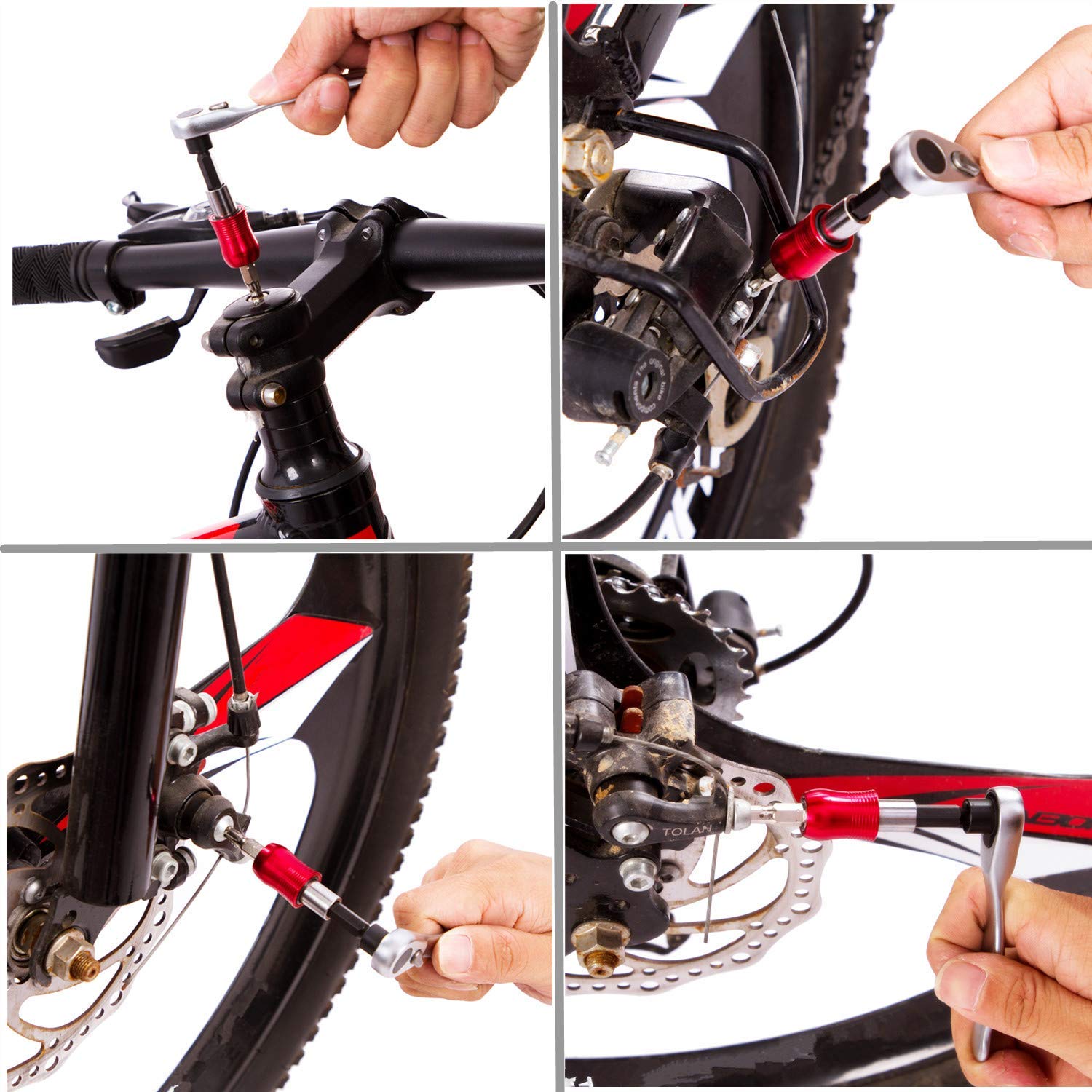 YBEKI Bike Repair Tool Kit - 16-in-1 Bicycle Maintenance Set with Reversible Ratchet, Chain Breaker, Tire Levers & Pedal Wrench | Professional Cycling Tools for Road & Mountain Bikes | Home Garage & Outdoor Trail Repairs
