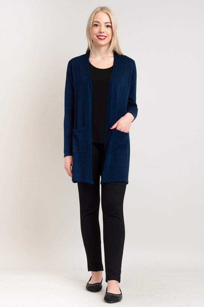 Justine Sweater - Soft Indigo Blue Bamboo Cotton Blend Women's Top for Casual Wear & Layering
