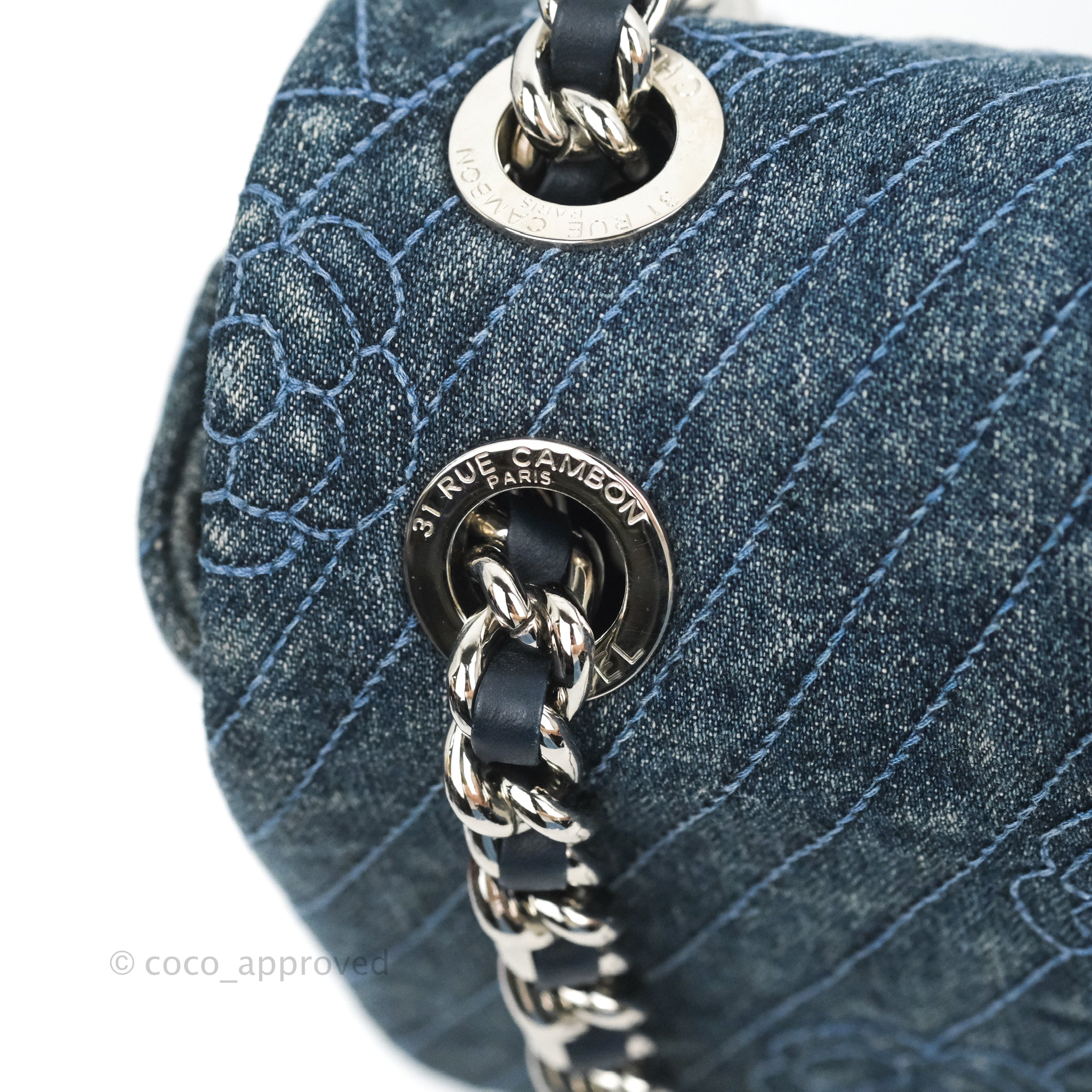 Chanel Camellia Embroidered Flap Bag in Blue Washed Denim with Silver Hardware - Luxury Designer Crossbody Bag for Women, Perfect for Date Night & Special Occasions
