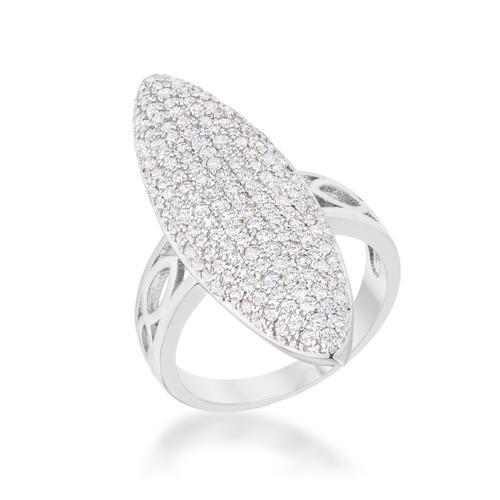 2.3ct CZ Rhodium Plated Cocktail Ring for Women - Elegant Contemporary Jewelry for Parties, Weddings & Special Occasions