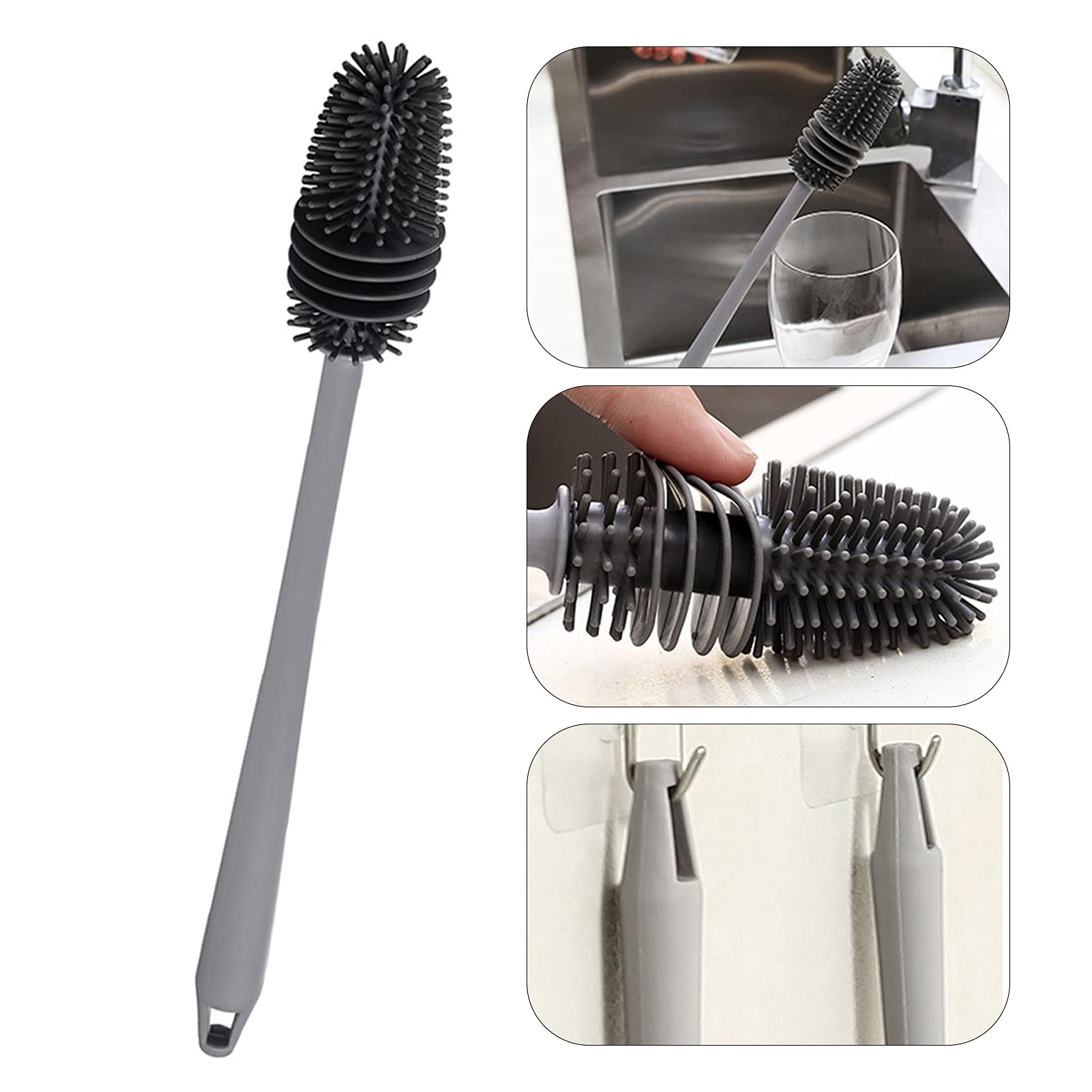 PAPABA 1-Pack Silicone Baby Bottle Cleaning Brush - Safe for Milk Bottles, Water Bottles & Flasks - Soft Bristles for Gentle Cleaning - Perfect for Newborns, Travel & Daily Use