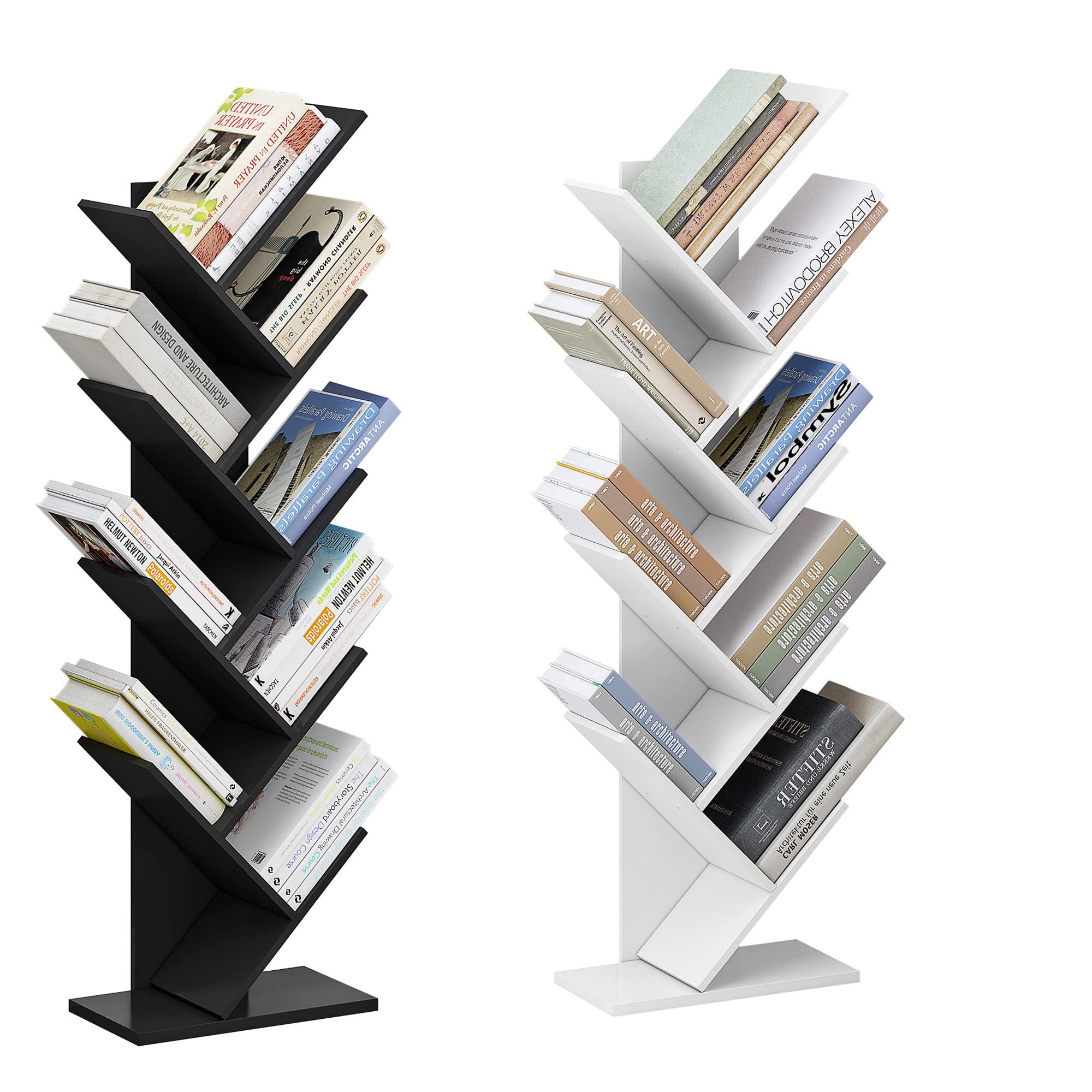 Functional 9-Tier Bookcase Set of 2 - Modern Wooden Shelving Unit for Home Office, Living Room & Bedroom Storage - Space-Saving Organizer for Books, Decor & Essentials
