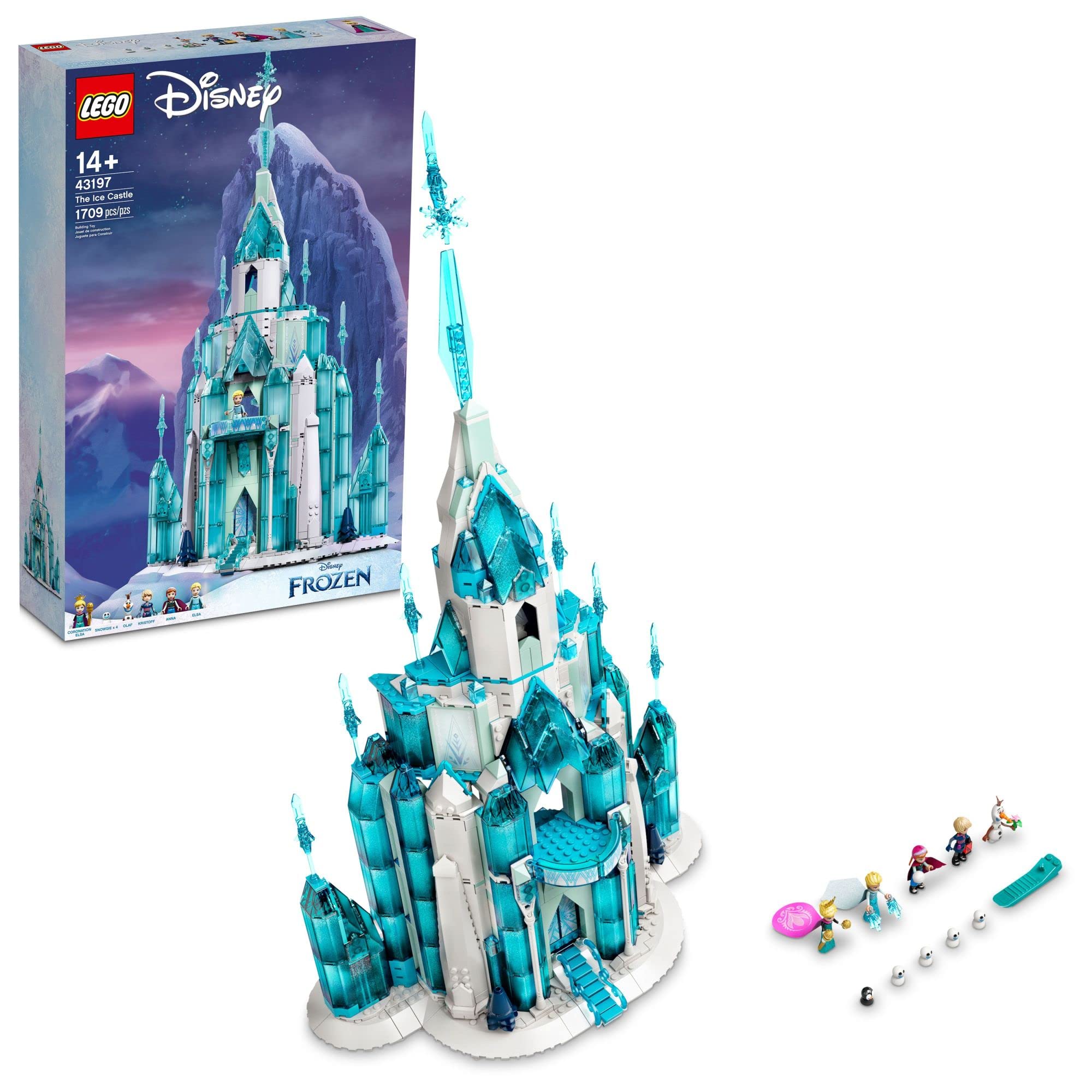 LEGO Disney Princess The Ice Castle Building Kit 43197 - Frozen Anna & Elsa Mini Dolls with Olaf Figure | Creative Disney Castle Toy for Kids Ages 6+ | Perfect Birthday Gift & Winter-Themed Play Set for Frozen Fans