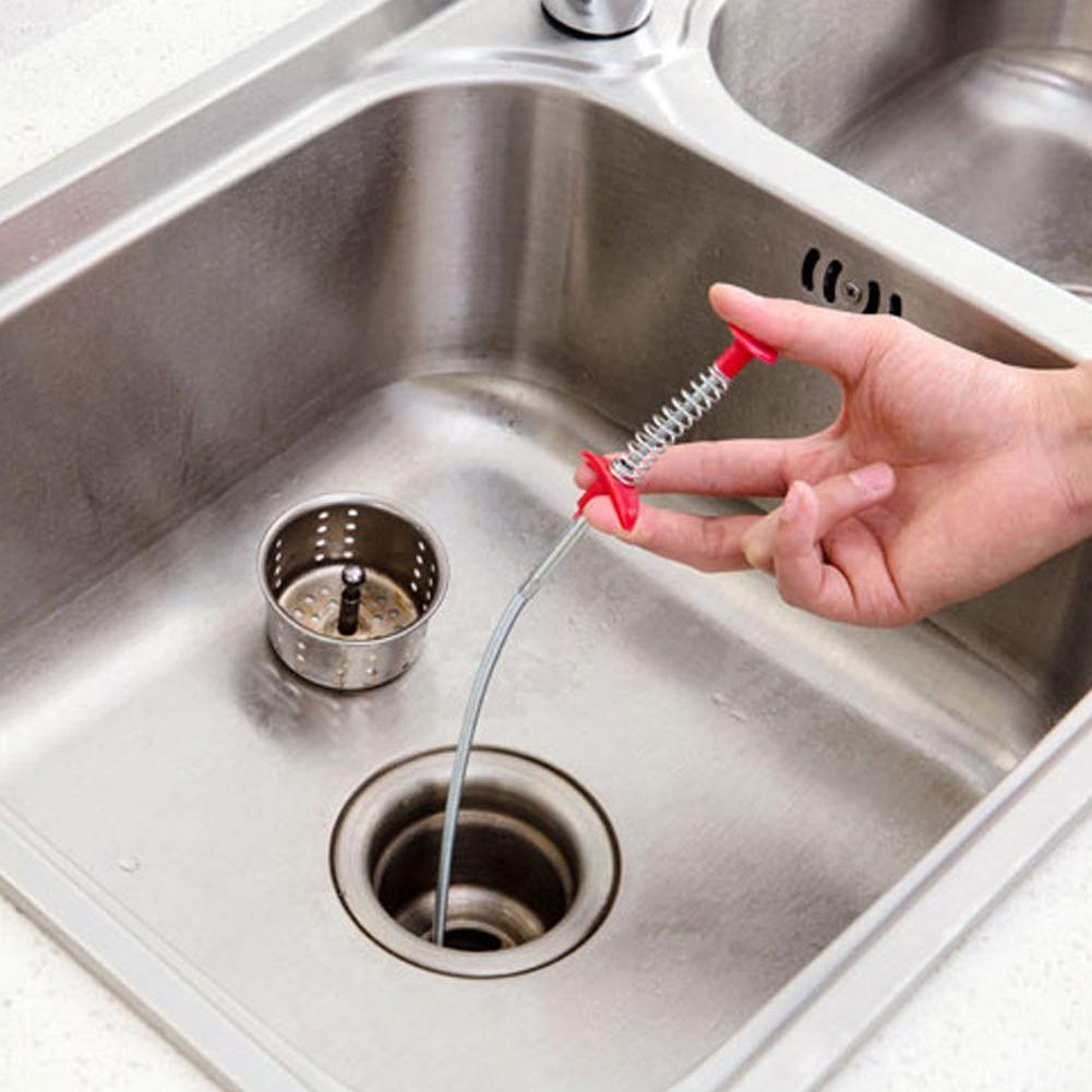 GLIVE Kitchen & Bathroom Sink Drain Cleaner Tool - 90CM Flexible Wire Stick for Hair Clog Removal, Pipe Snake Cleaner, Drain Unclogger - Perfect for Shower, Bathtub & Basin Drain Maintenance