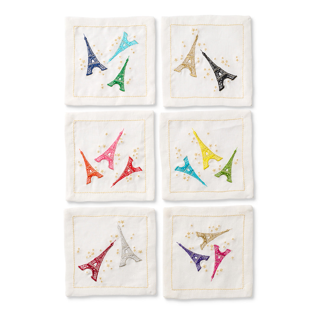 Elegant Paris Cocktail Napkins - Set of 6 Premium Paper Drink Napkins for Parties, Weddings & Home Entertaining