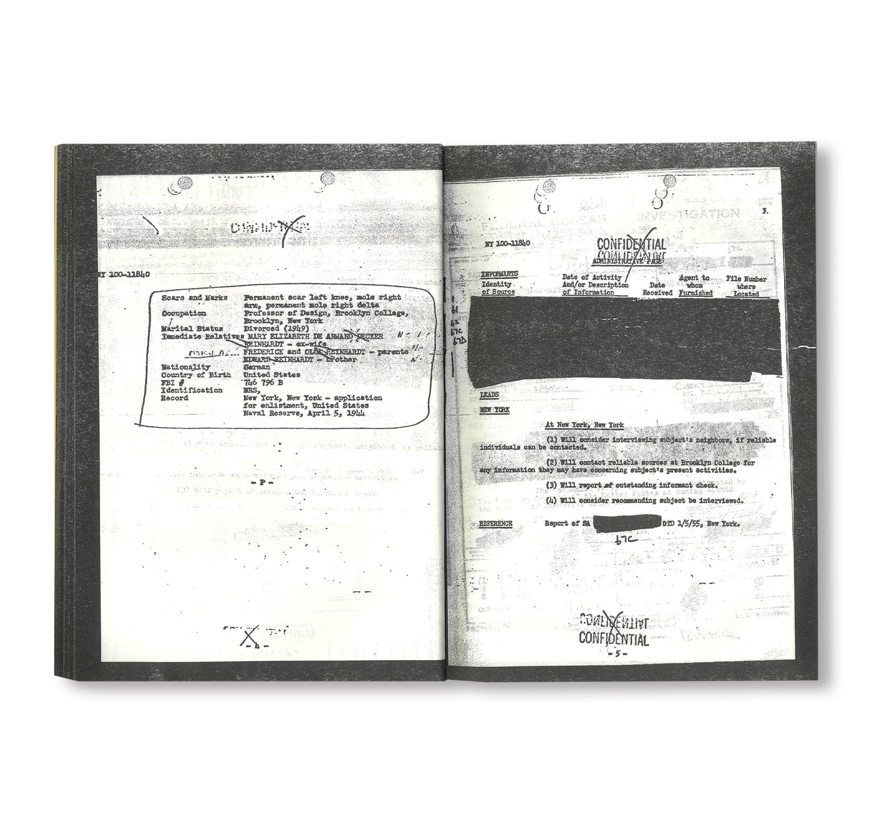 AD REINHARDT FBI Files - Declassified Government Documents Collection - Perfect for Art Historians, Researchers & Cold War Enthusiasts