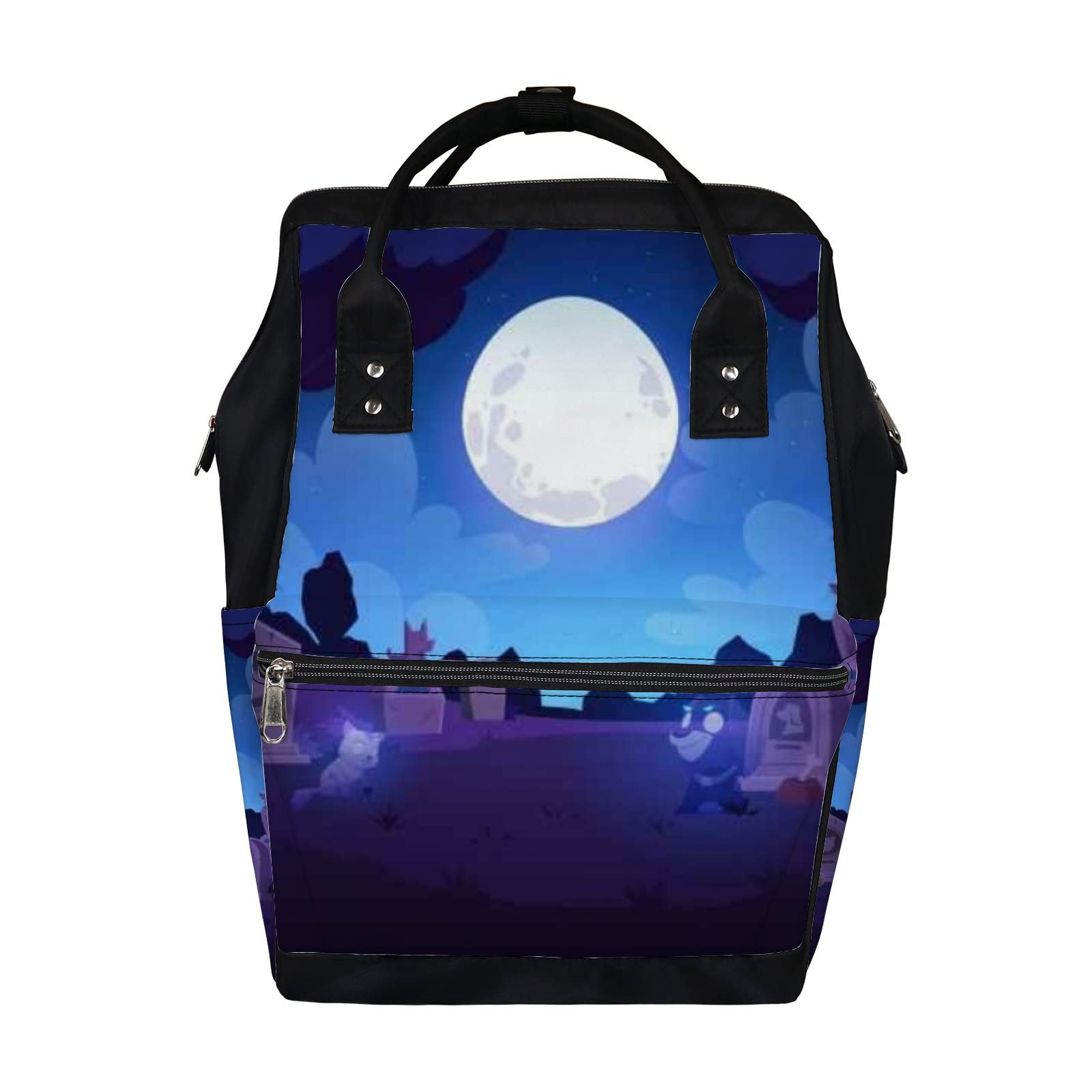 Vintage Blue Animal Graveyard Tombstone Diaper Backpack - Waterproof Baby Nappy Changing Bag & Laptop Backpack for Travel - Large Capacity Durable Unisex Backpack for Women & Men - Perfect for Parenting, Daycare, and Family Outings