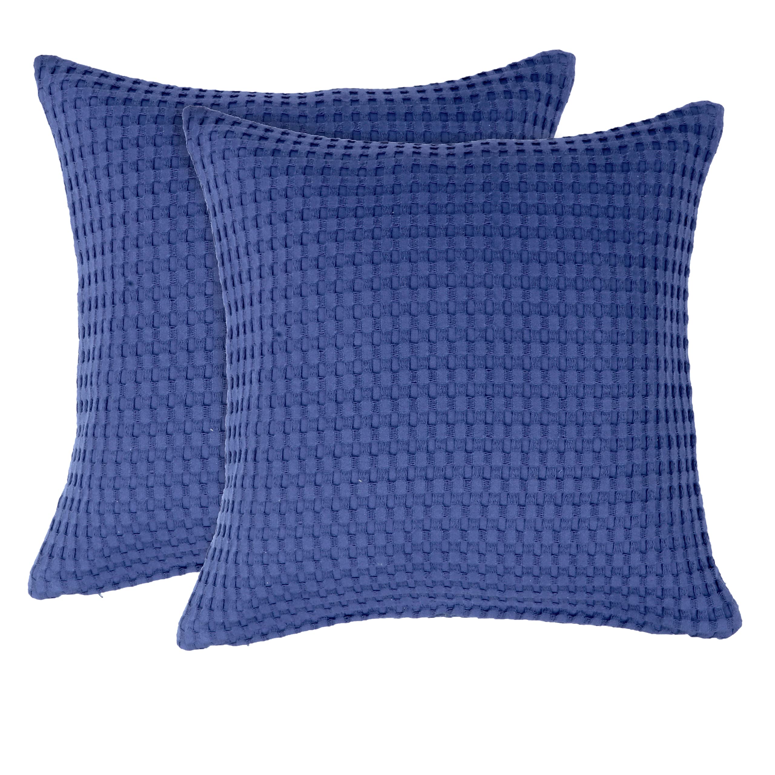 Tex Trend 100% Cotton Waffle Weave Queen Size Blanket - Lightweight & Breathable Cooling Bed Blanket for All Seasons, Navy Blue, 90x90 Inches - Perfect for Bedroom, Guest Room, Dorm, Sofa & Travel Use