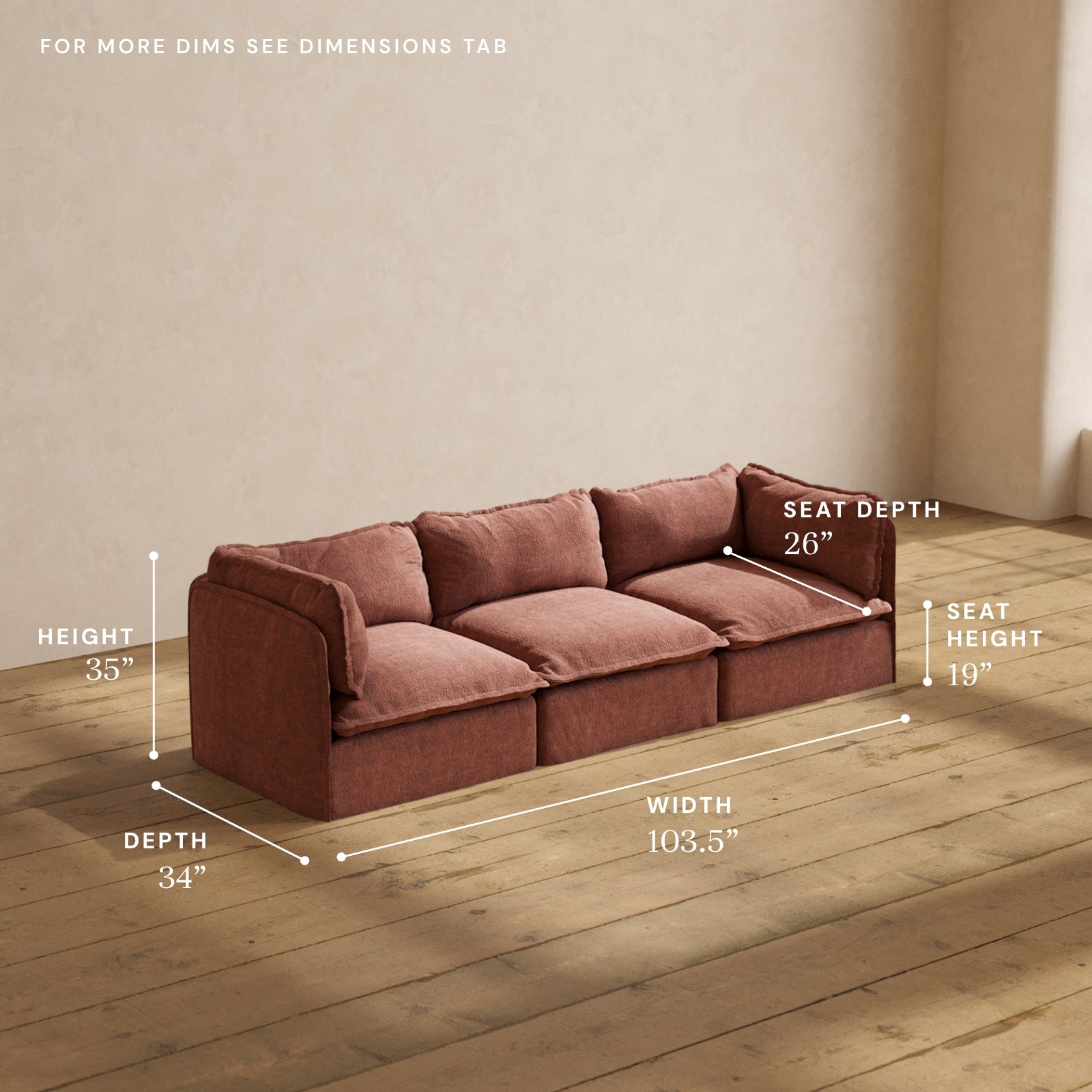 Premium Modular Performance 3-Seater Sofa in Rich Chestnut Brown | Relaxed Blend Fabric | Perfect for Living Rooms, Home Theaters & Cozy Family Gatherings