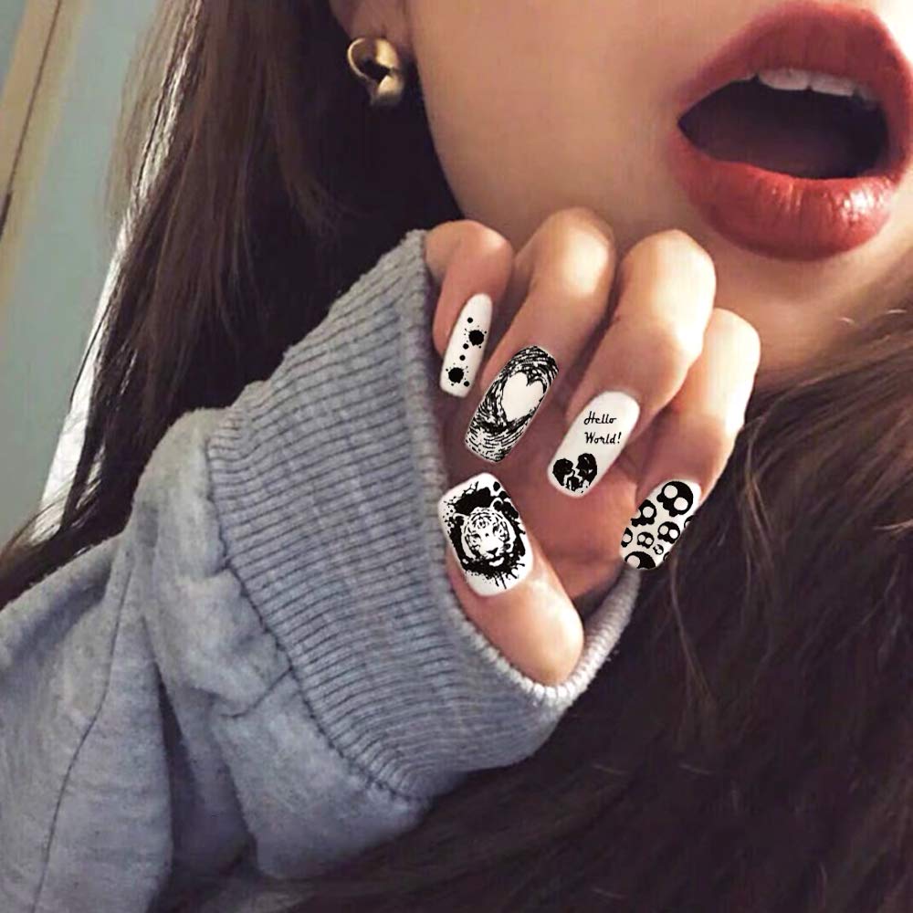 Halloween Nail Stamping Kit - 5Pcs Nail Art Stamping Plates with DIY Stencils for Manicure & Nail Design | Perfect for Halloween Parties, Costume Nails & Spooky DIY Nail Art