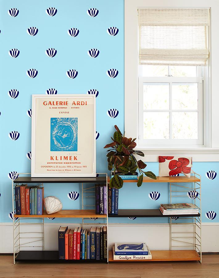 Clare V. 'Lotus' Light Blue Wallpaper - Premium Peel & Stick Wallpaper for Bedroom, Living Room & Nursery Decor